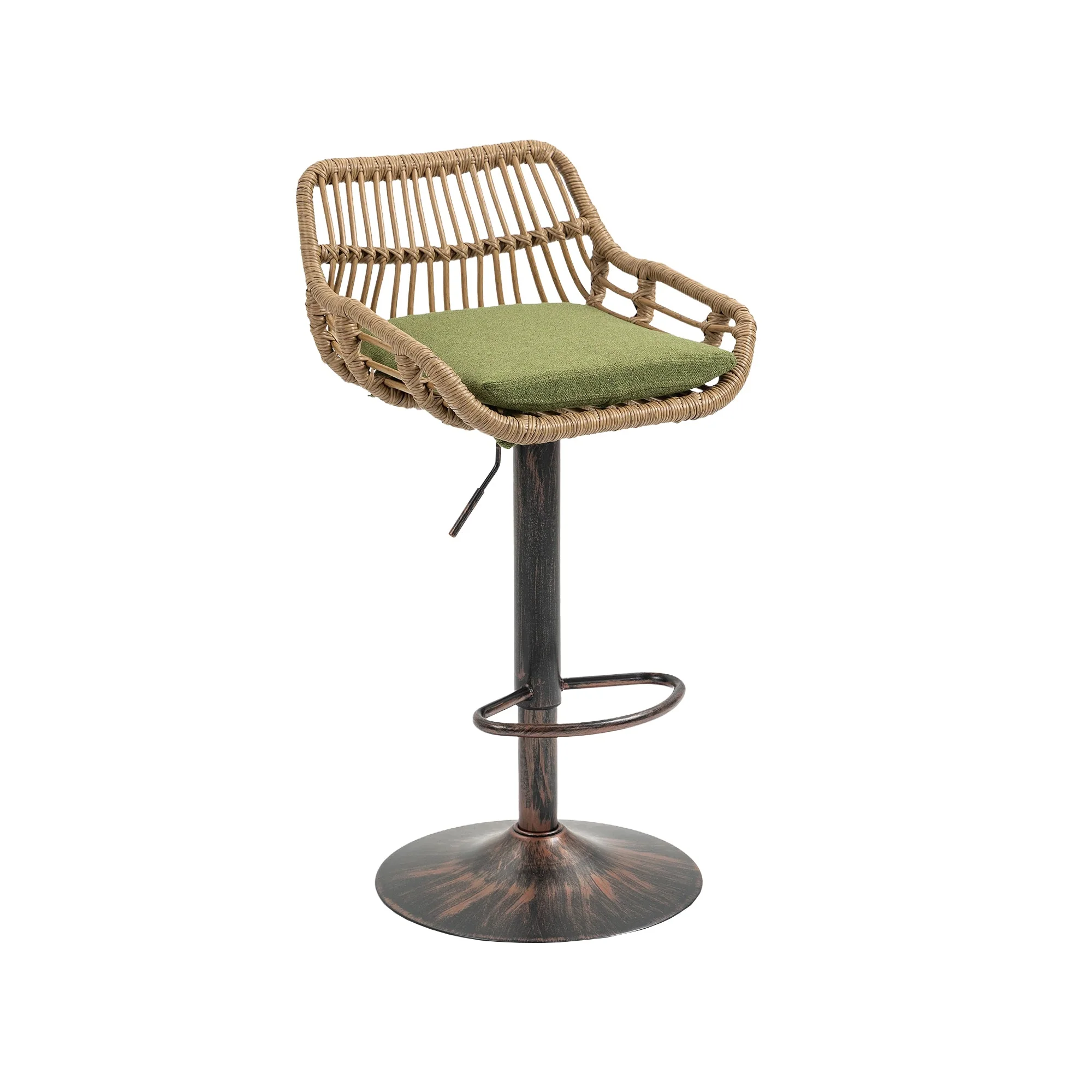 GOMYWAY 2 PCS Swivel Bar Stools, Height Adjustable Cushion, Linen Green - Image 12