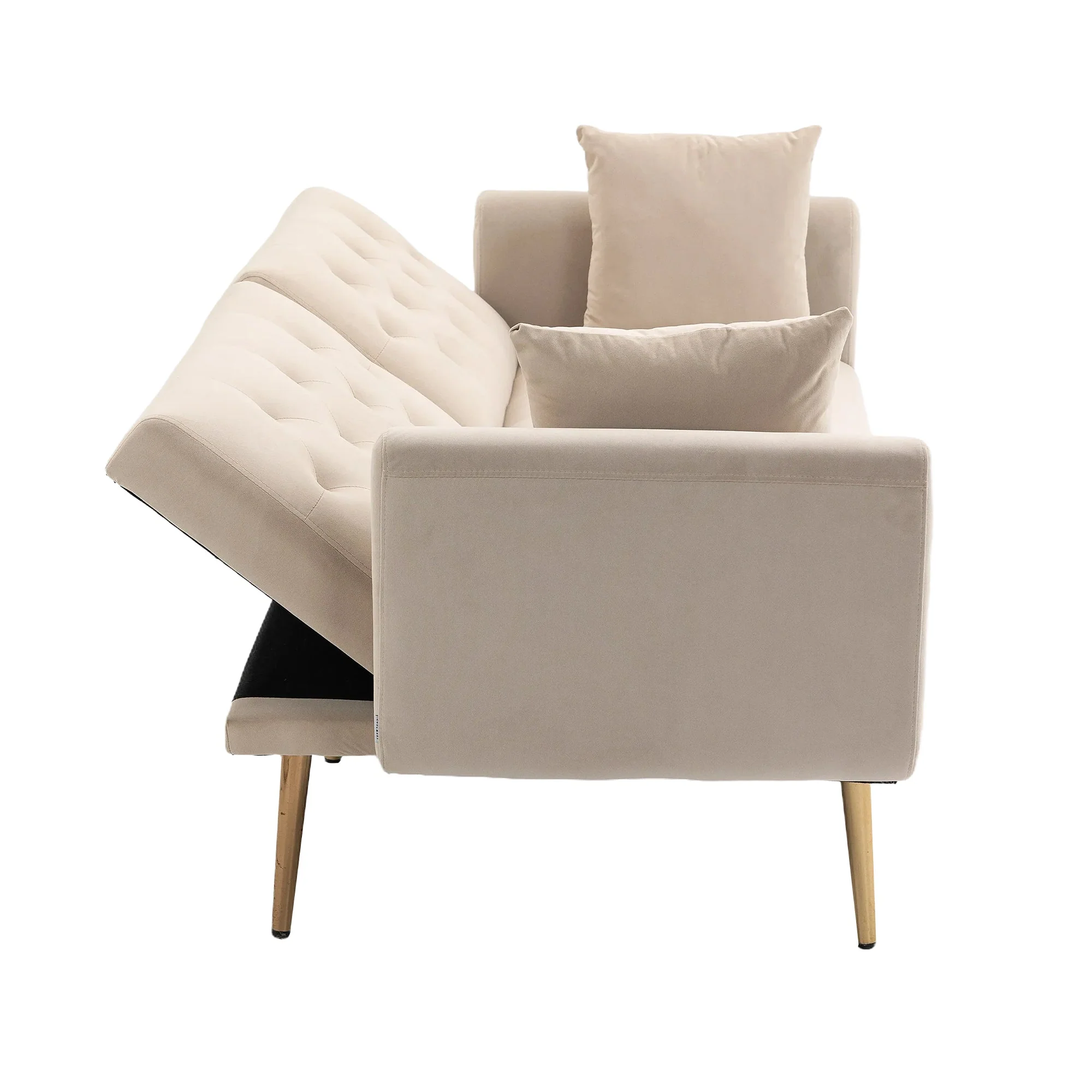 GOMYWAY 2-Seater Sofa 3-Speed Adjustable Backrest Gold Metal Legs Velvet - Image 11