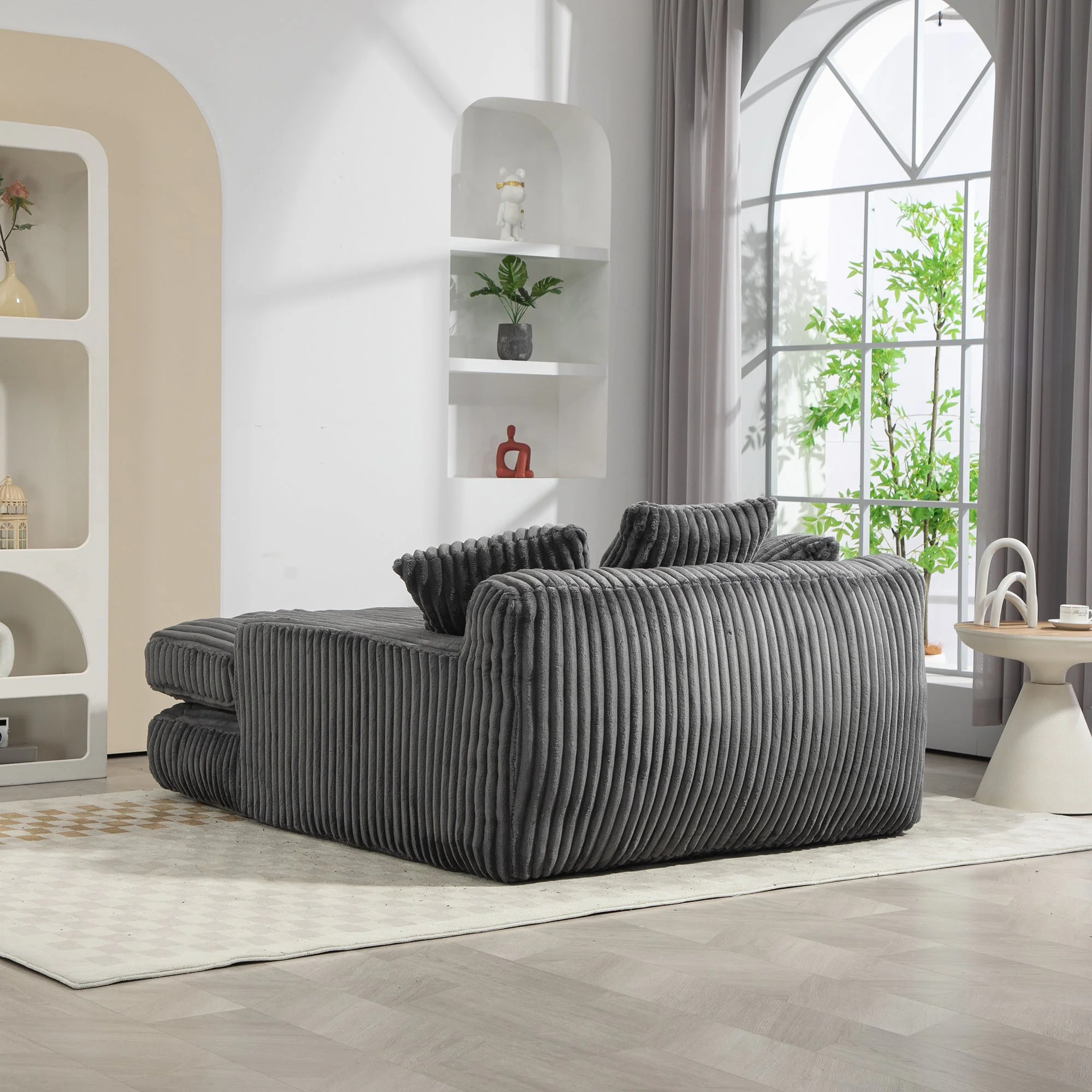 GOMYWAY Oversized Chaise Lounge Sofa Sleeper Chair with Throw Pillows, Dark Gray - Image 10
