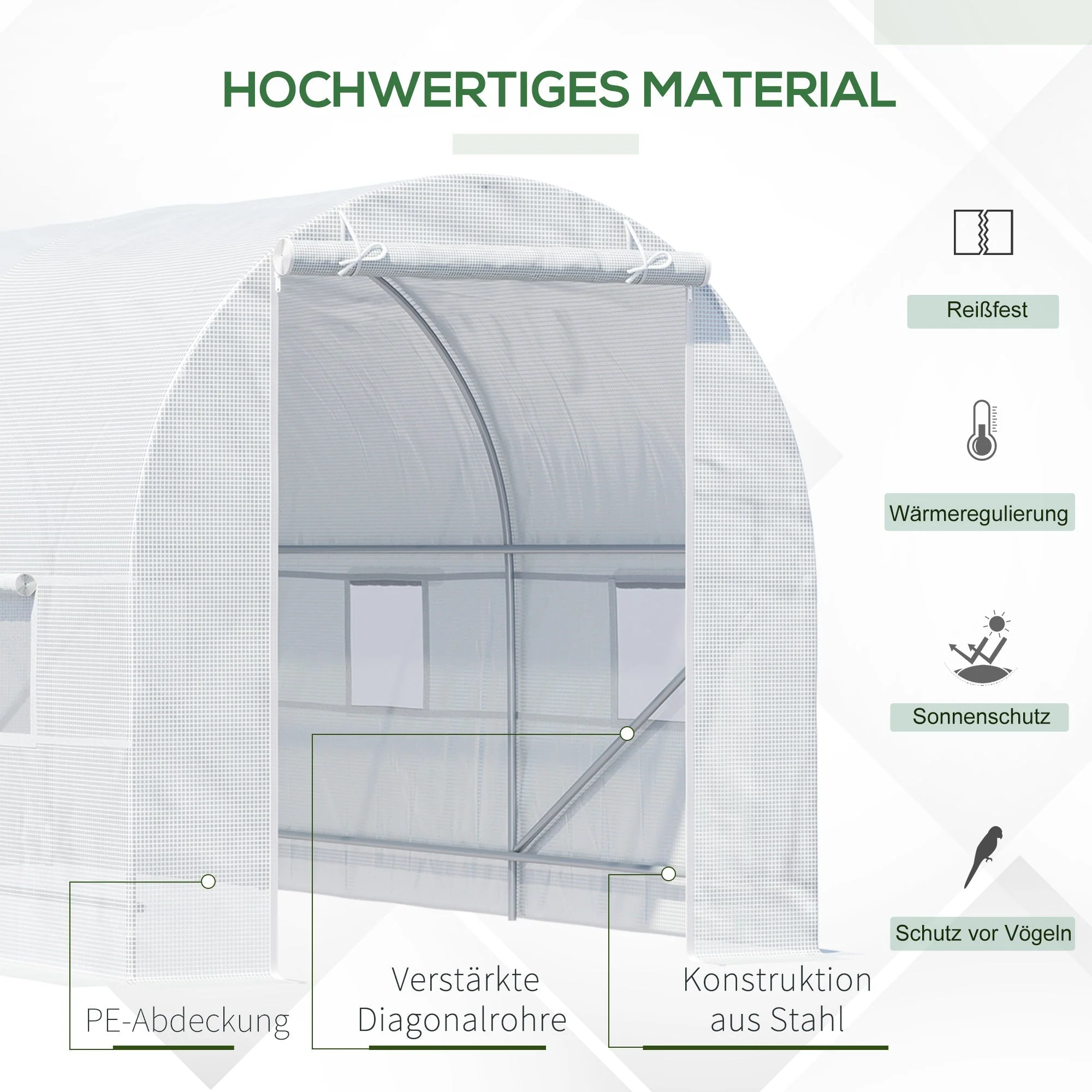 Greenhouse 450x200x200cm Robust Plant House UV-resistant Foil - Image 5