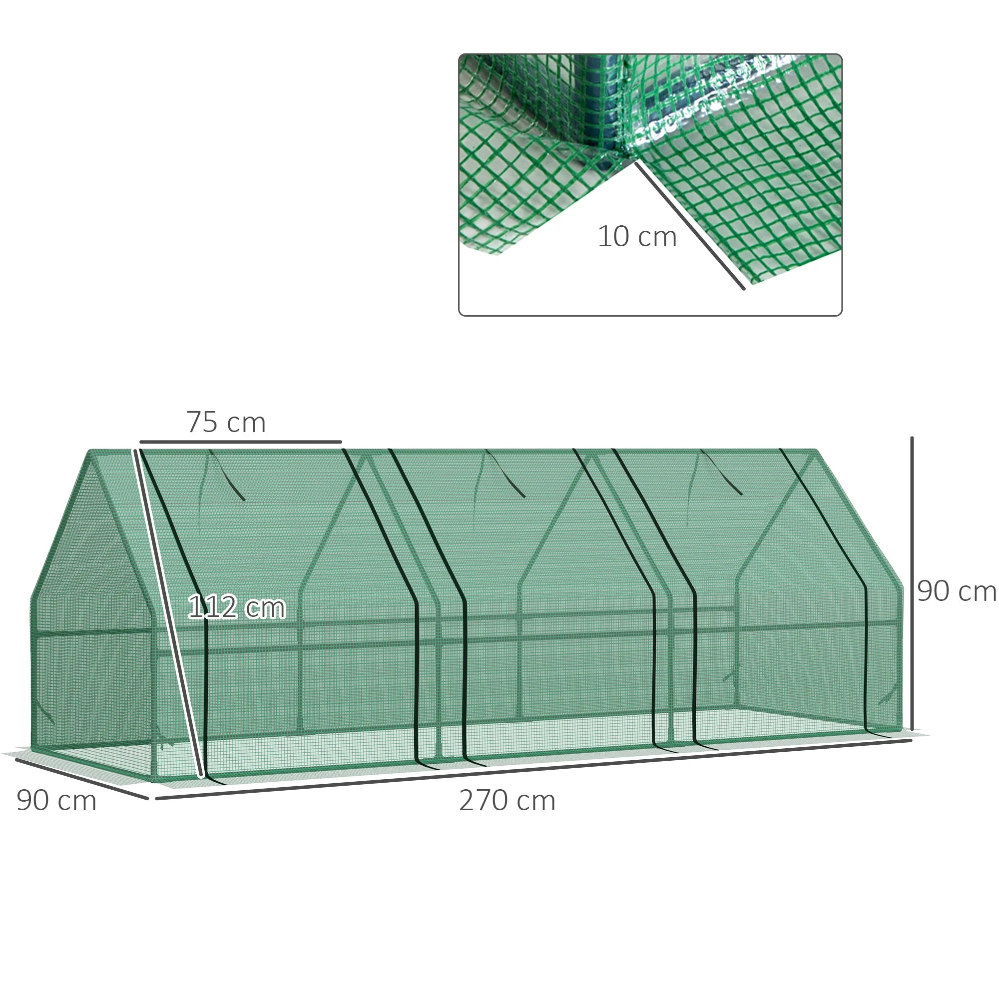 Greenhouse Cold Frame, 270x90x90cm Tomato House for Garden/Balcony, Green - Image 3