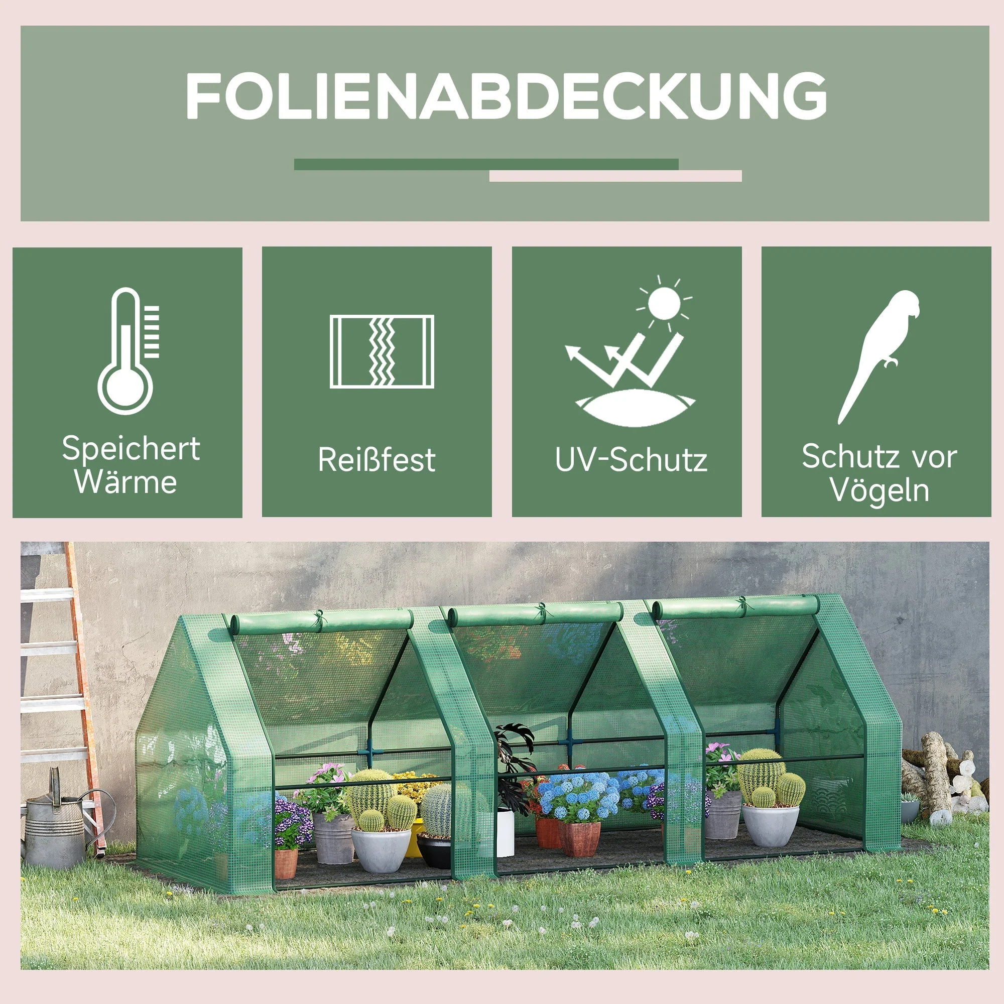 Greenhouse Cold Frame, 270x90x90cm Tomato House for Garden/Balcony, Green - Image 4