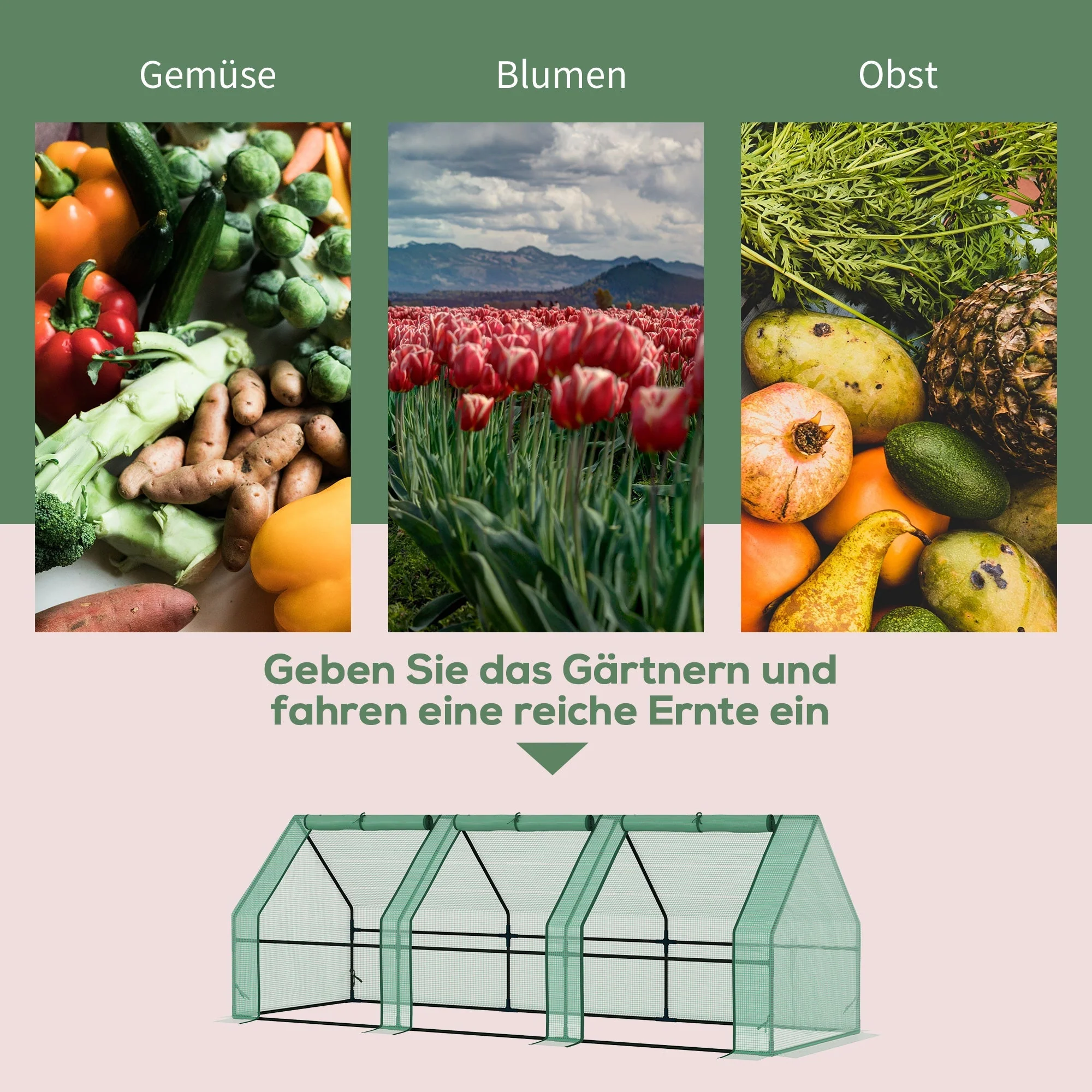 Greenhouse Cold Frame, 270x90x90cm Tomato House for Garden/Balcony, Green - Image 6