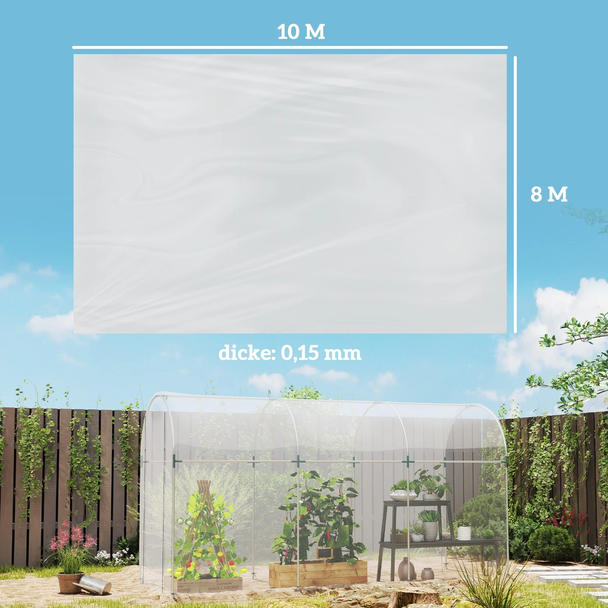 Greenhouse Film Waterproof UV Protection Tear-Resistant 8x10 m Plastic, Transparent - Image 3