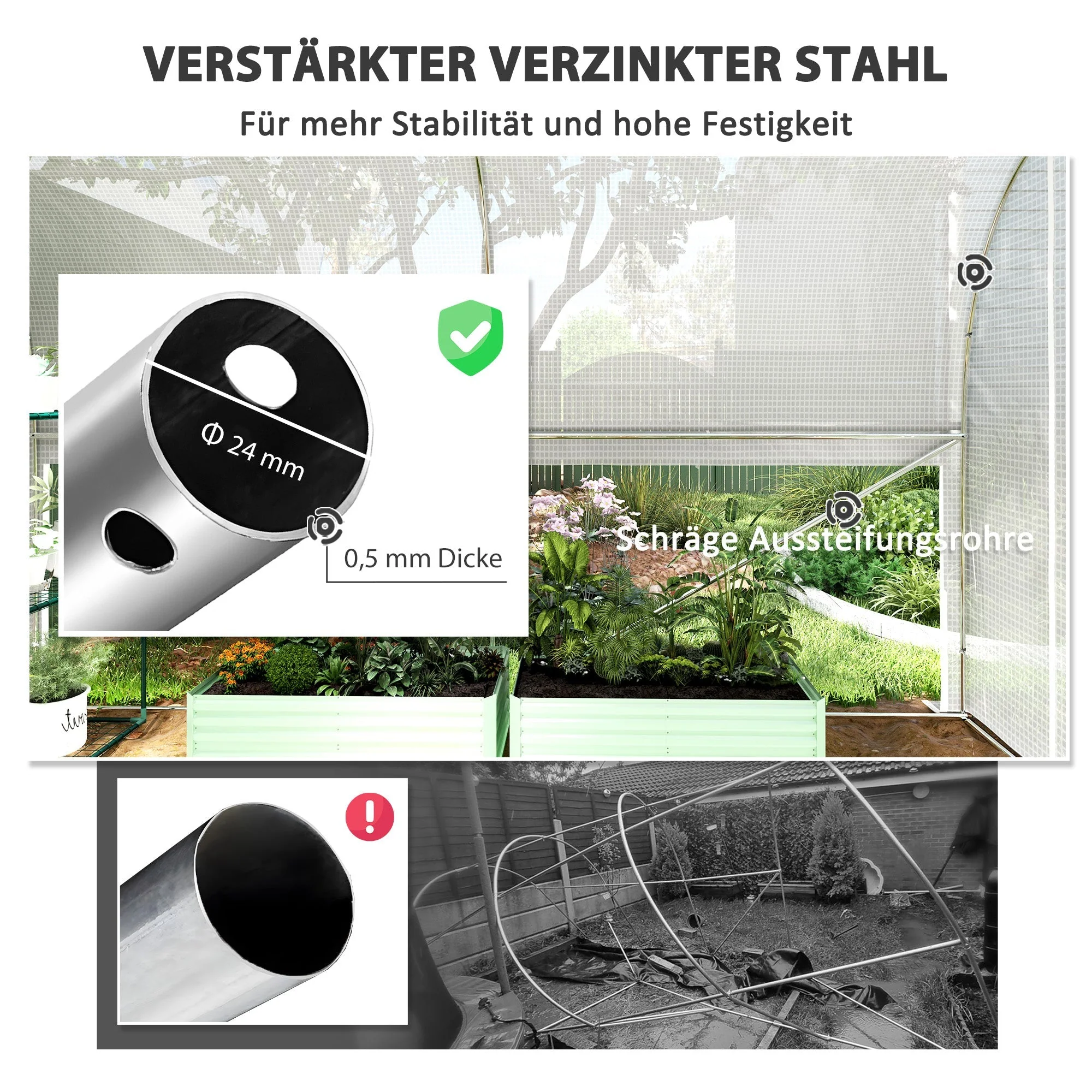 Greenhouse Polytunnel, 3x2x2m, 4 Windows & Door, White - Image 6
