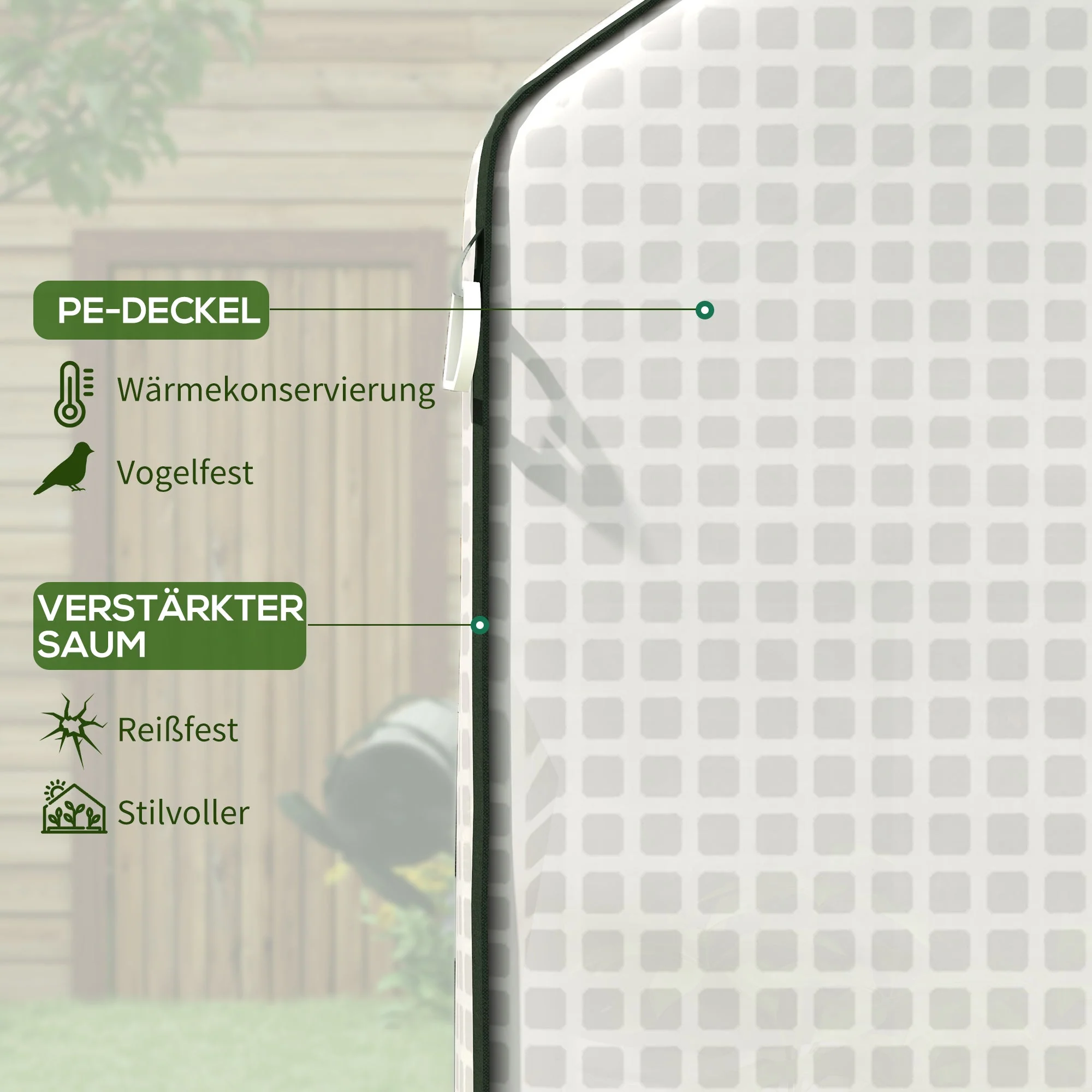 Greenhouse Replacement PE Film Cover, UV Protection Roll-Up Door Side Window, 140x73x190cm, White - Image 4