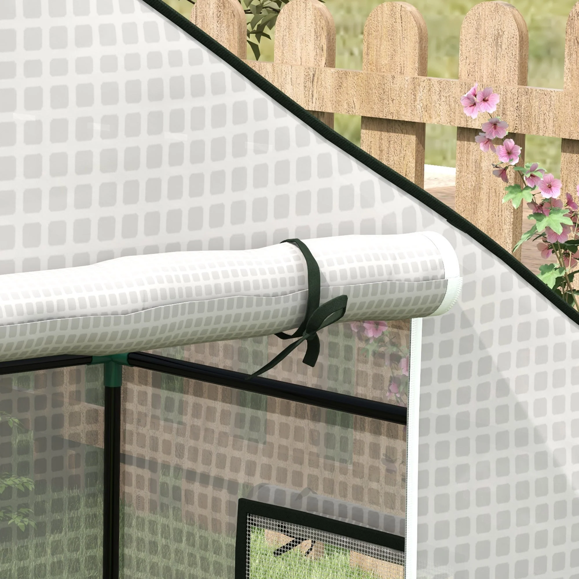 Greenhouse Replacement PE Film Cover, UV Protection Roll-Up Door Side Window, 140x73x190cm, White - Image 7