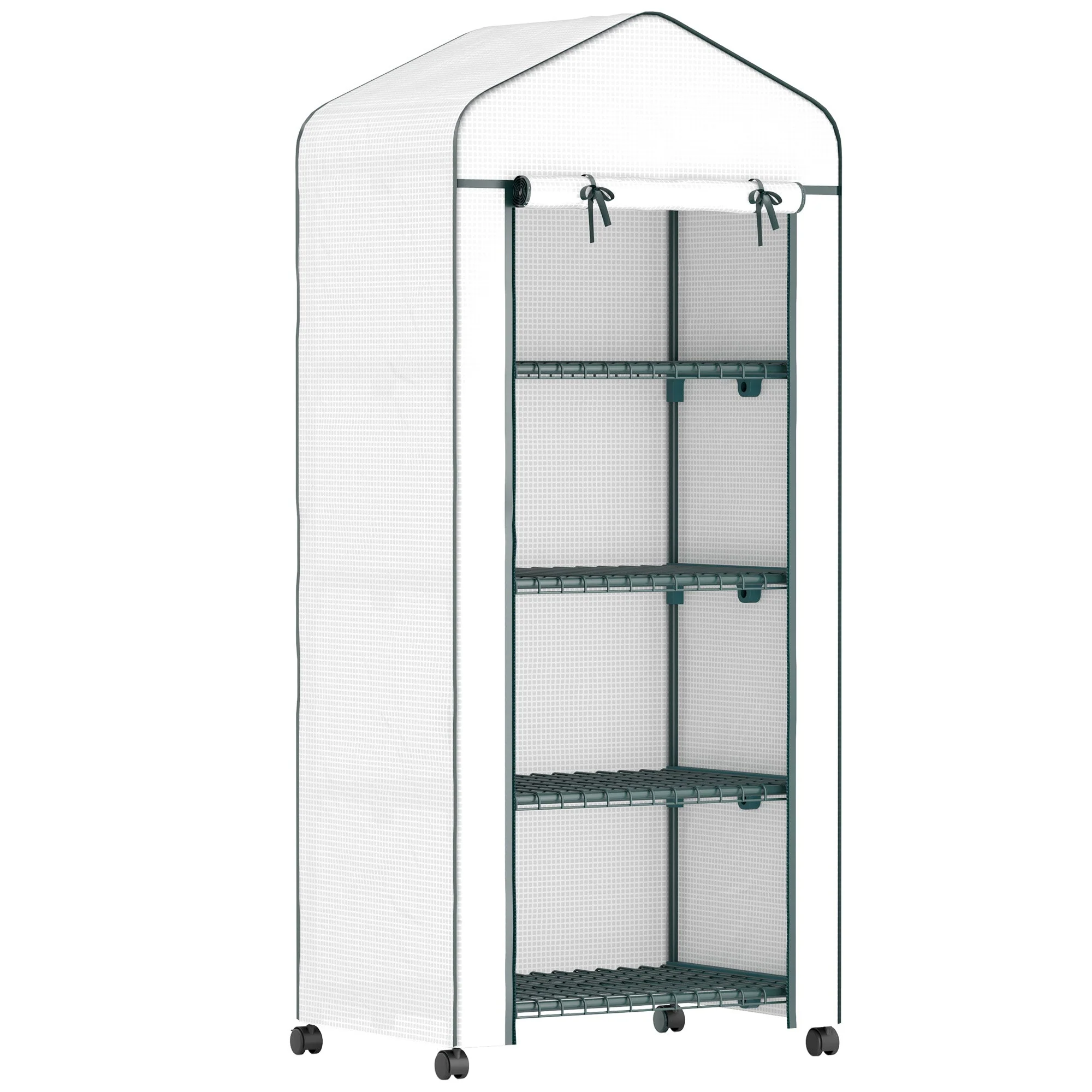 Greenhouse, Roll Shelves Winter-Proof Steel Film, White - Image 2