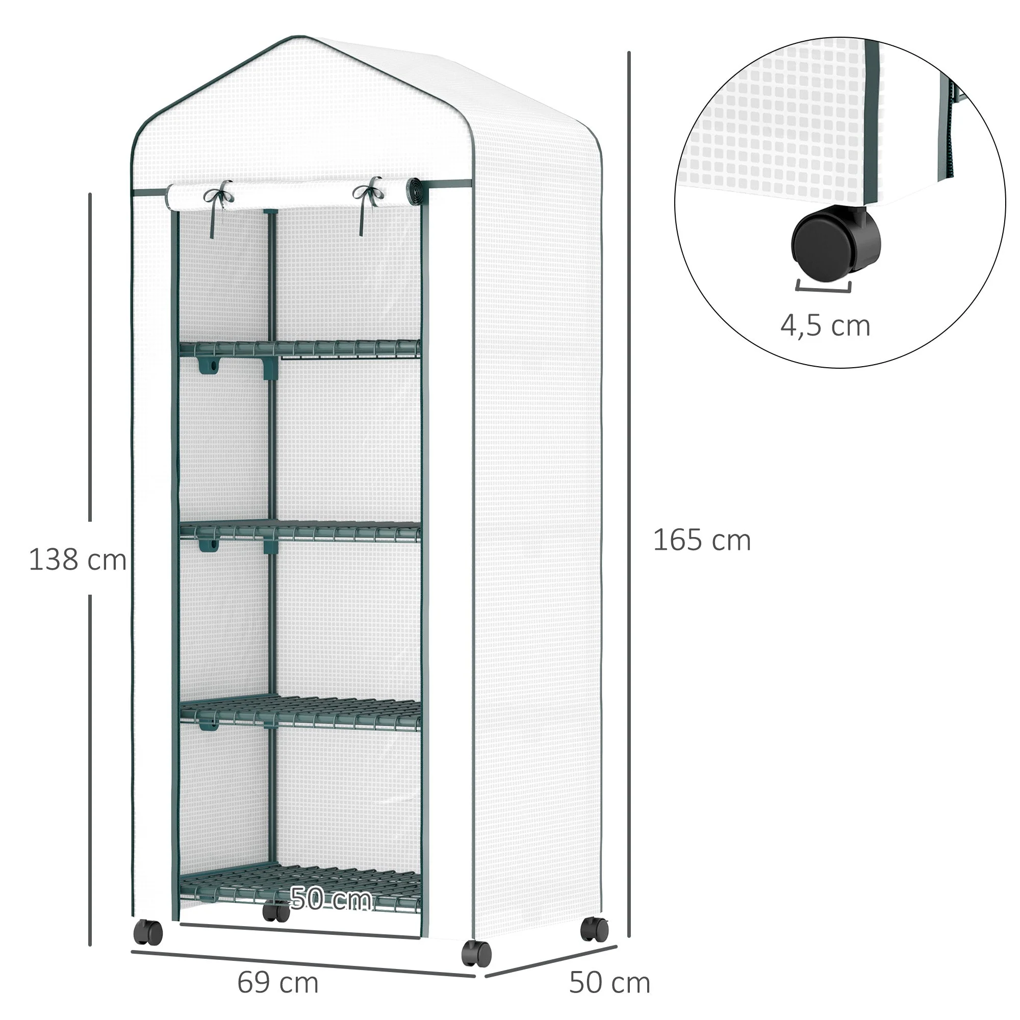 Greenhouse, Roll Shelves Winter-Proof Steel Film, White - Image 3