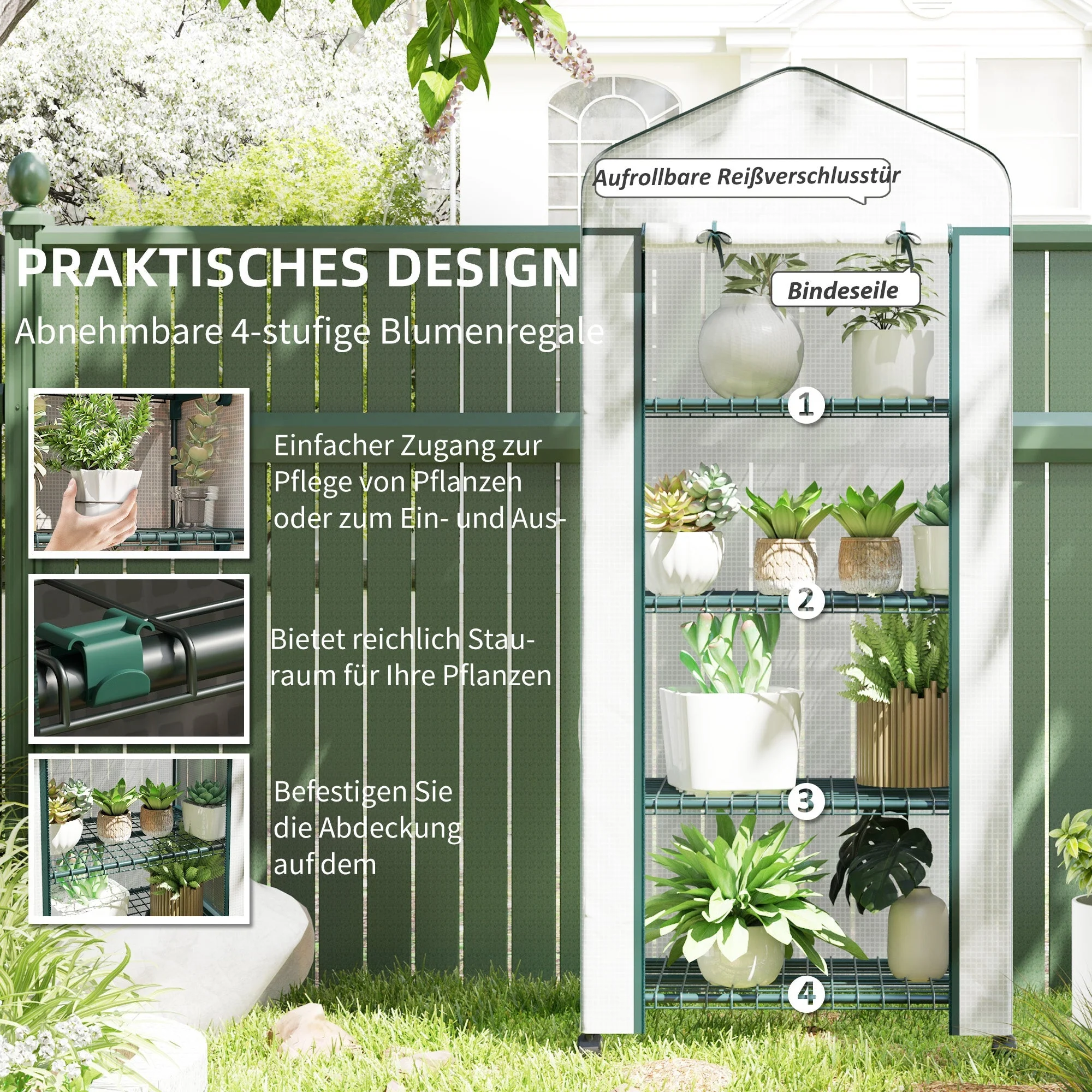 Greenhouse, Roll Shelves Winter-Proof Steel Film, White - Image 4