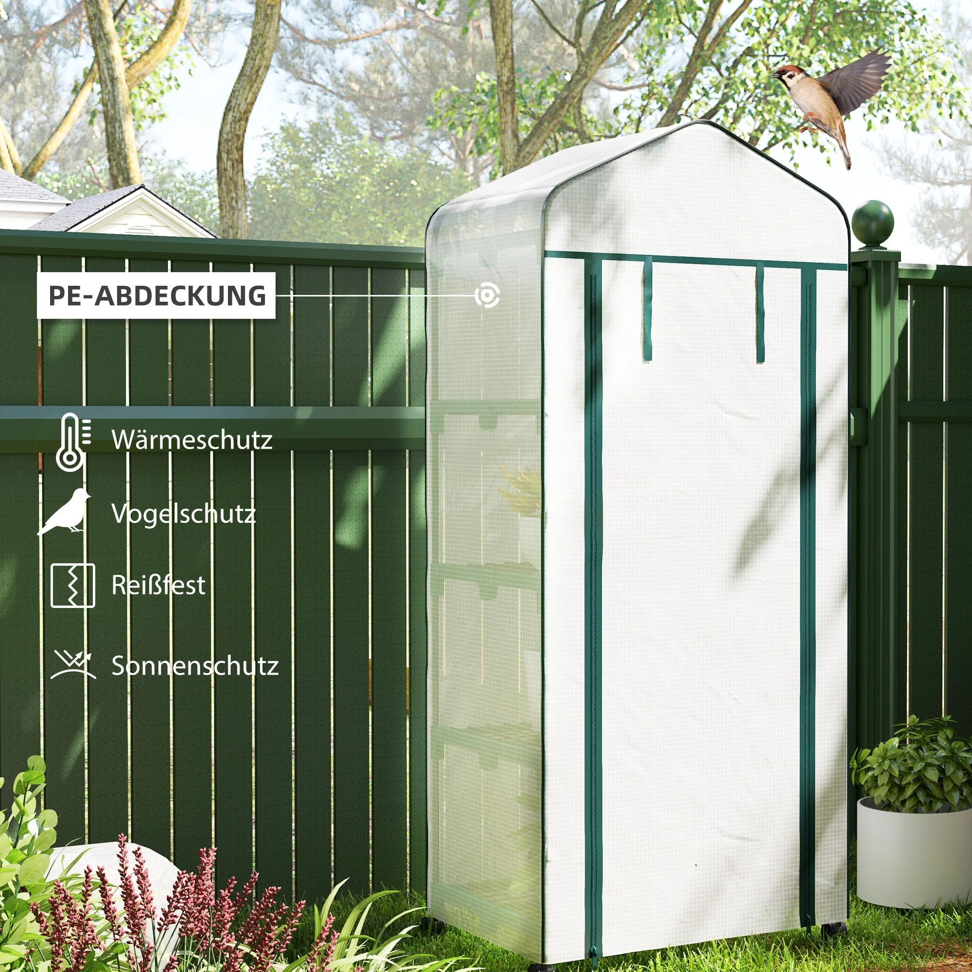 Greenhouse, Roll Shelves Winter-Proof Steel Film, White - Image 5