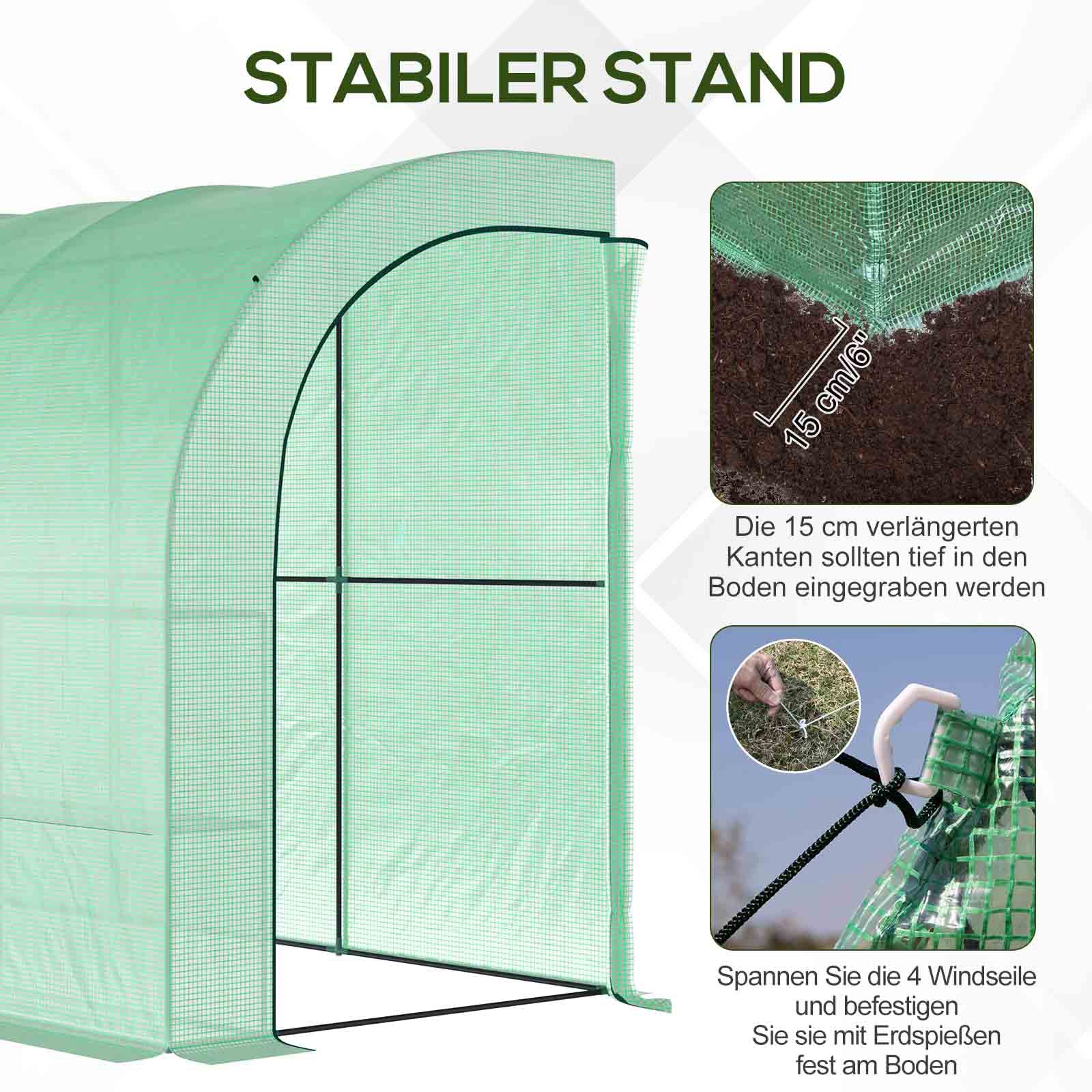 Greenhouse, Shelves Windows Winter-Proof Steel, Green - Image 4