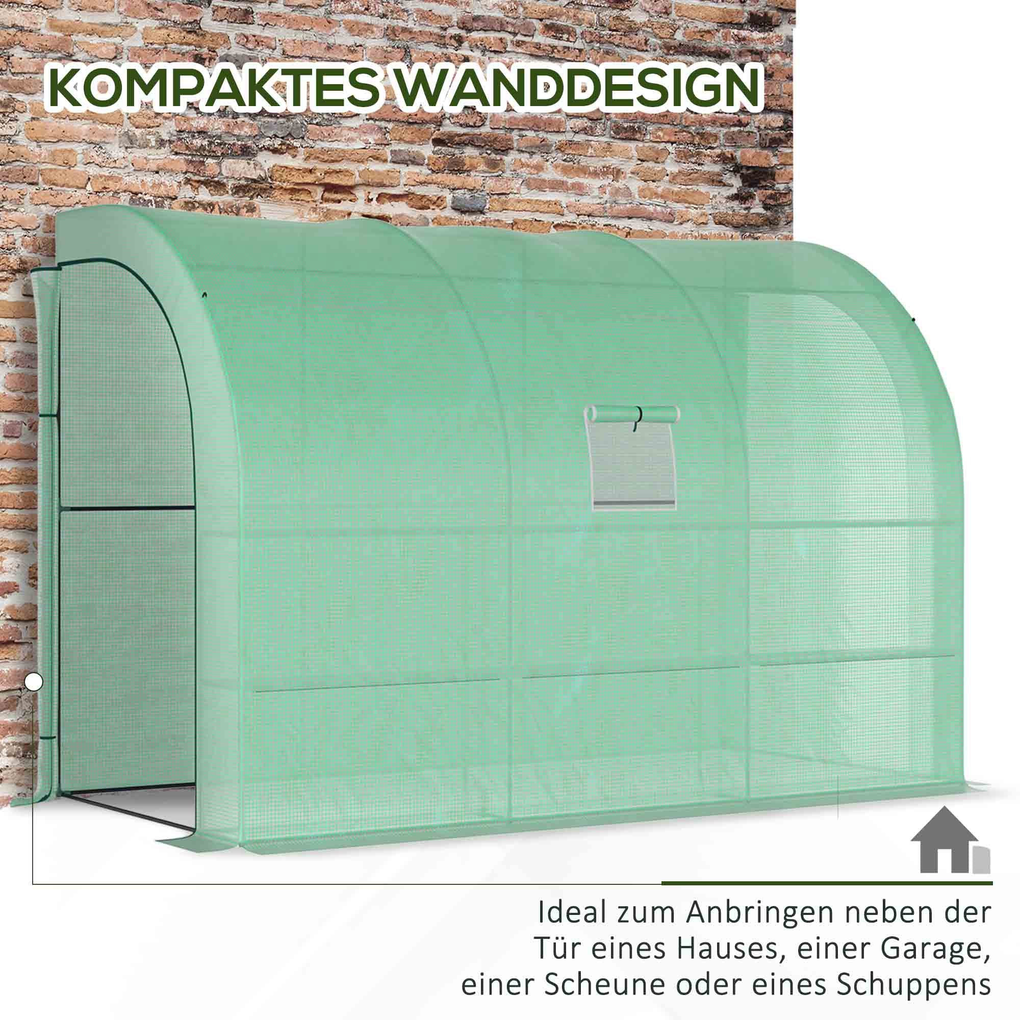 Greenhouse, Shelves Windows Winter-Proof Steel, Green - Image 5