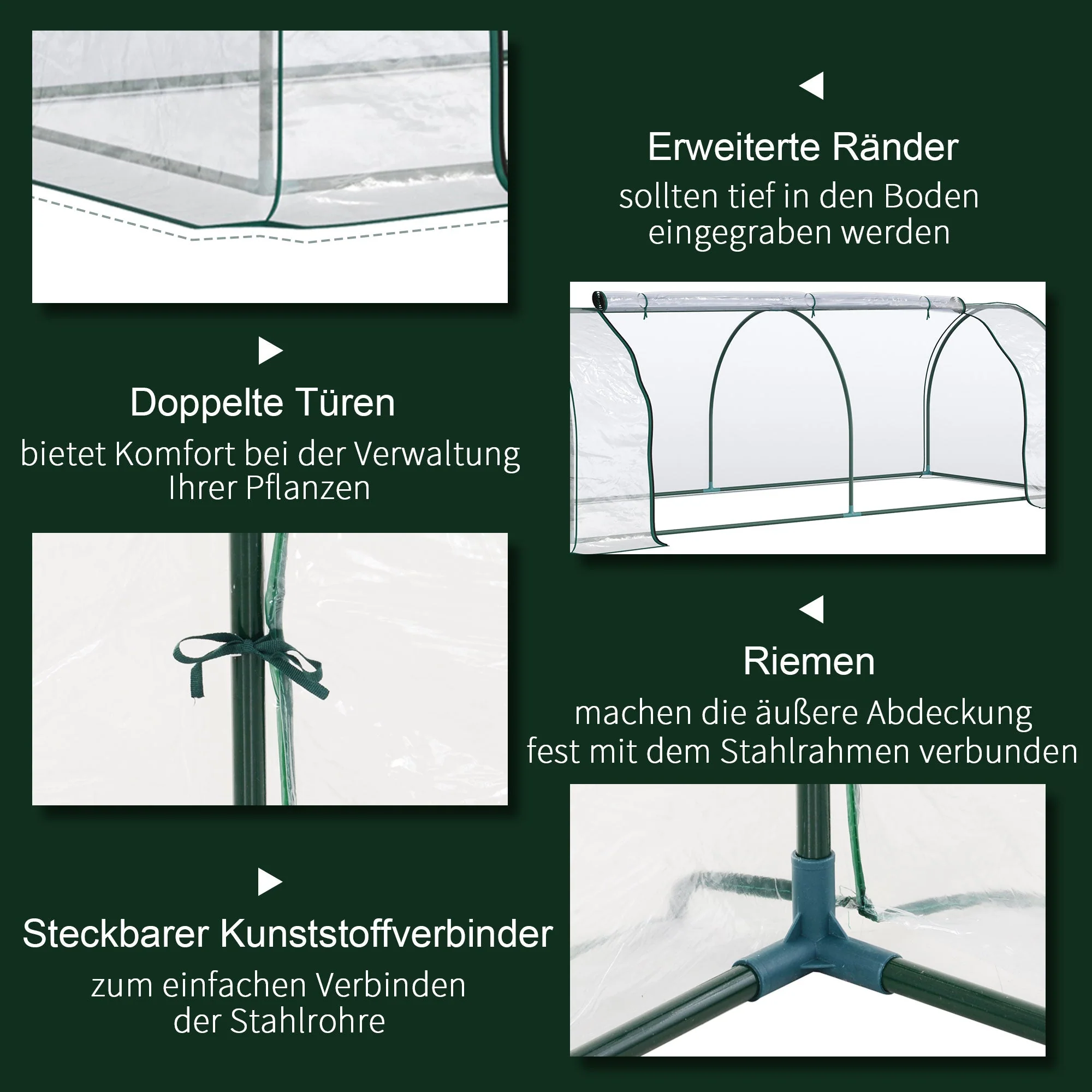 Greenhouse with Door, Cold Frame, Plant Growing, Steel PVC - Image 5