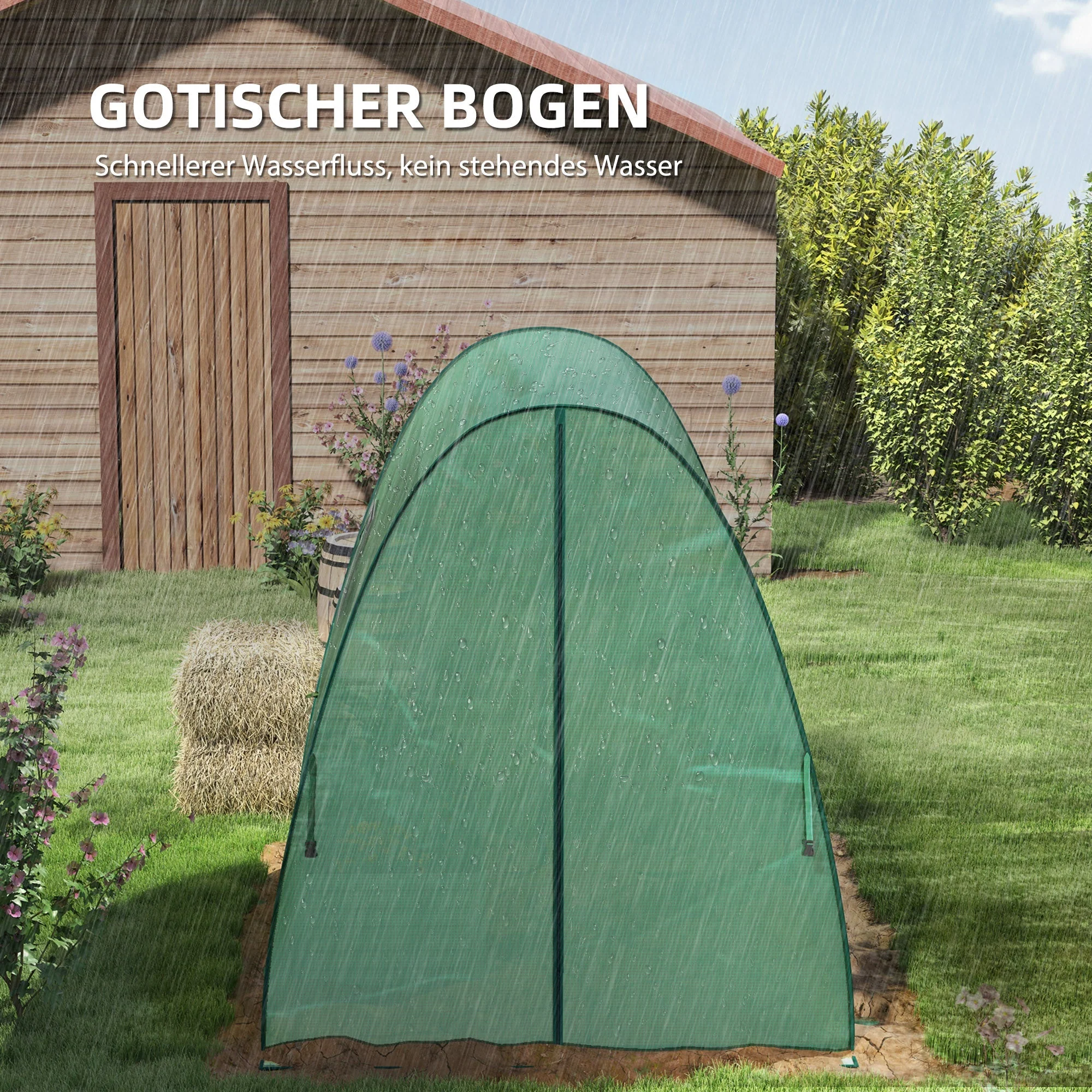 Greenhouse with Roller Door, 2 Windows, Steel, Green - Image 4