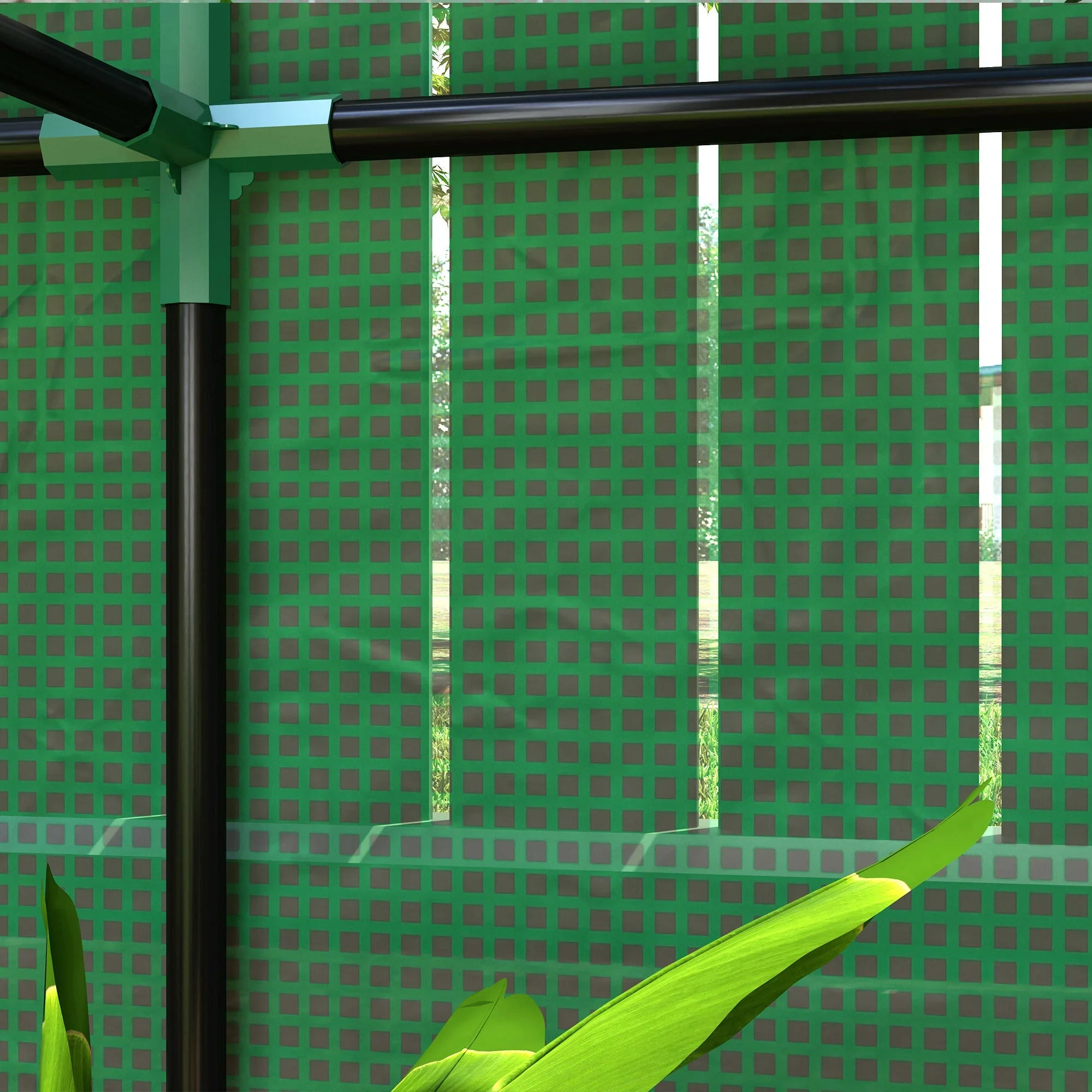 Greenhouse with shelves and roller door, winter-proof film, steel, green - Image 8