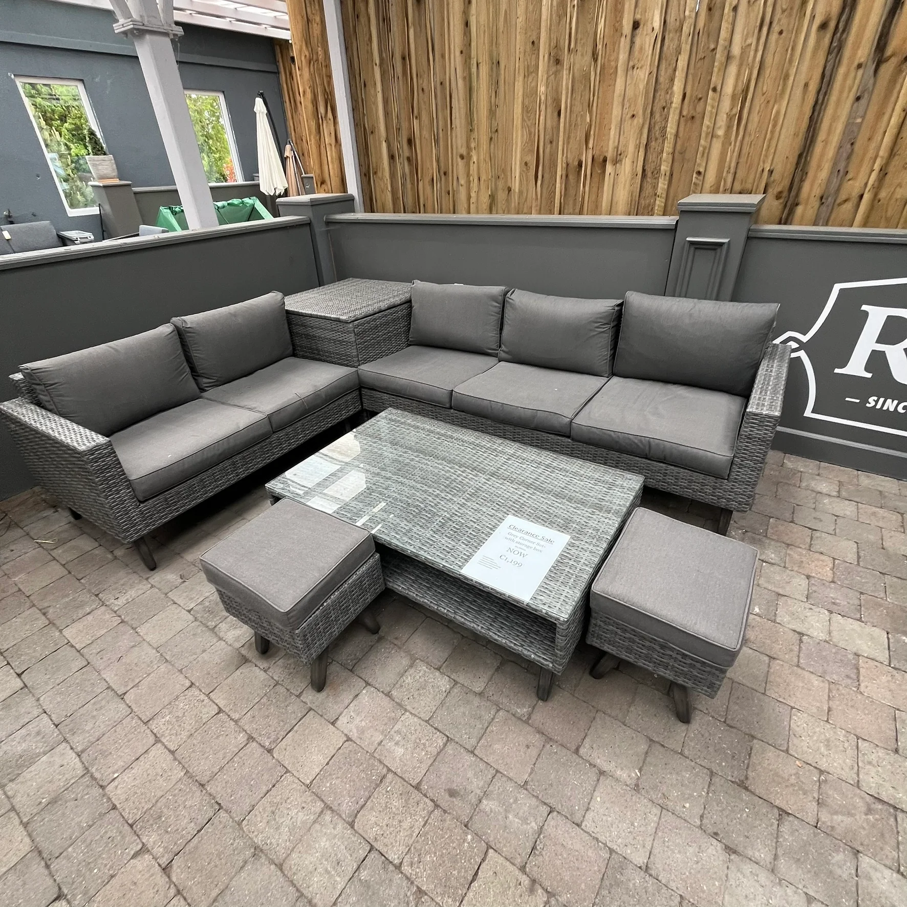 Corner Sofa Set with Storage Box - Grey - Image 2