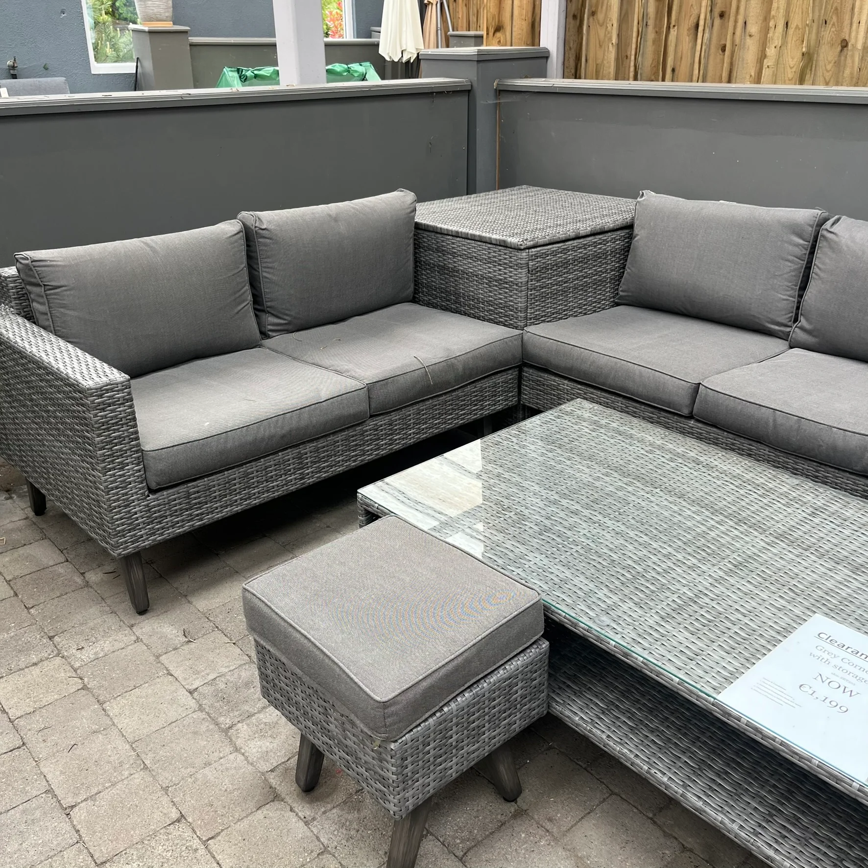 Corner Sofa Set with Storage Box - Grey - Image 3