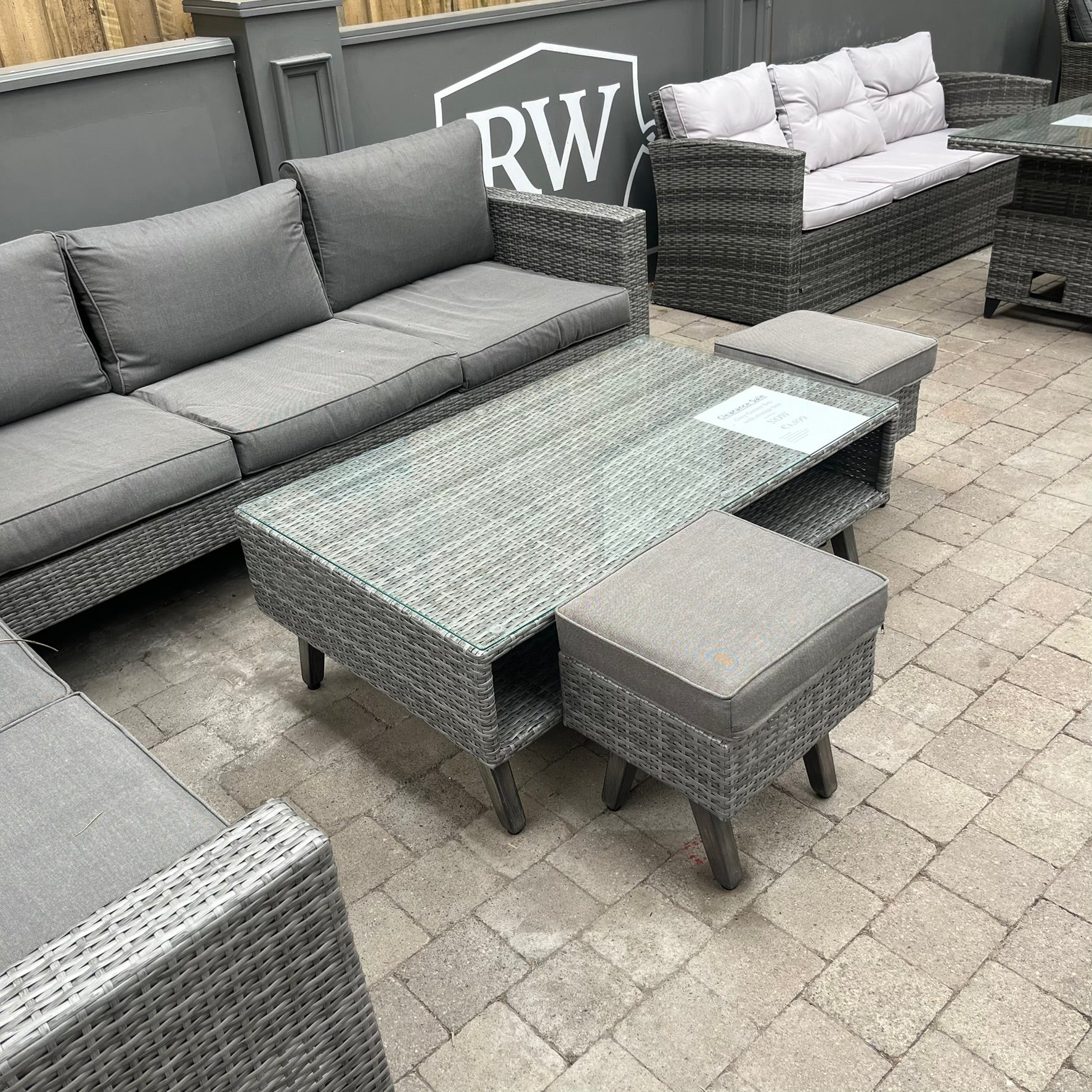 Corner Sofa Set with Storage Box - Grey - Image 4