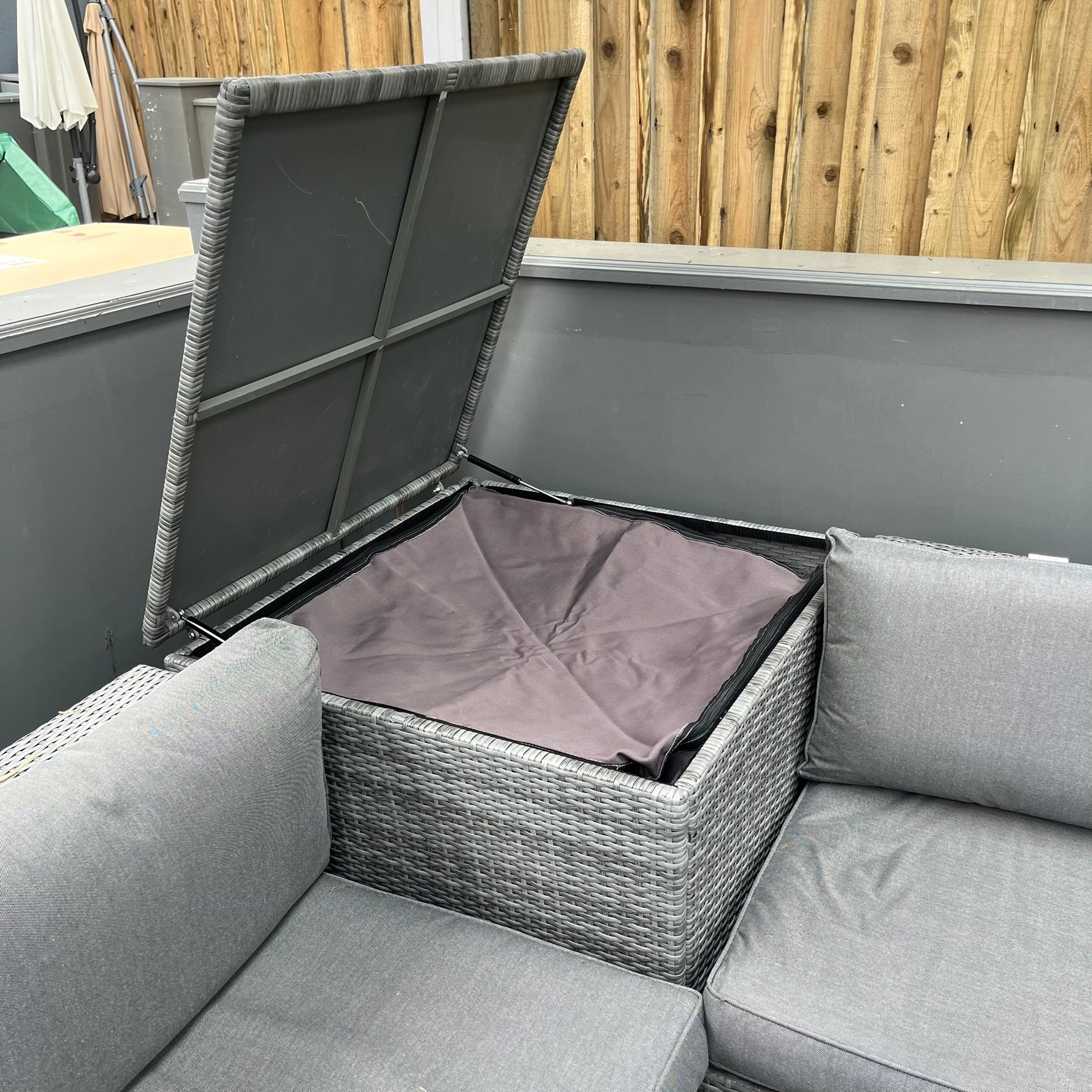 Corner Sofa Set with Storage Box - Grey - Image 5