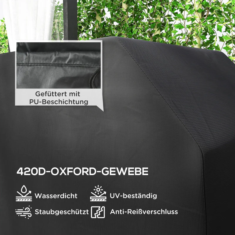 Grill Cover Protective Weatherproof 147x61x120cm - Black - Image 4