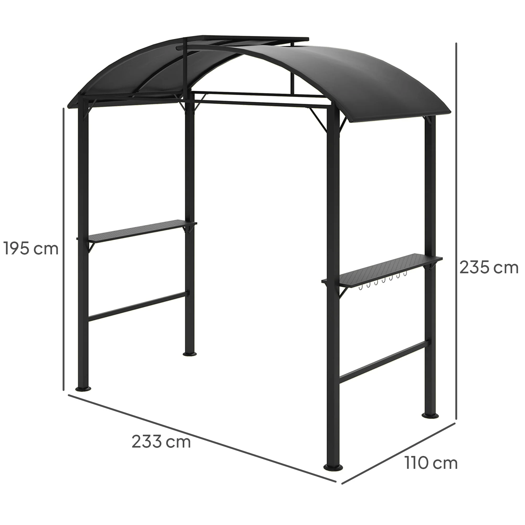 Grill Pavilion, Double Roof Windproof Shelves UV Protection, Dark Grey Steel - Image 3