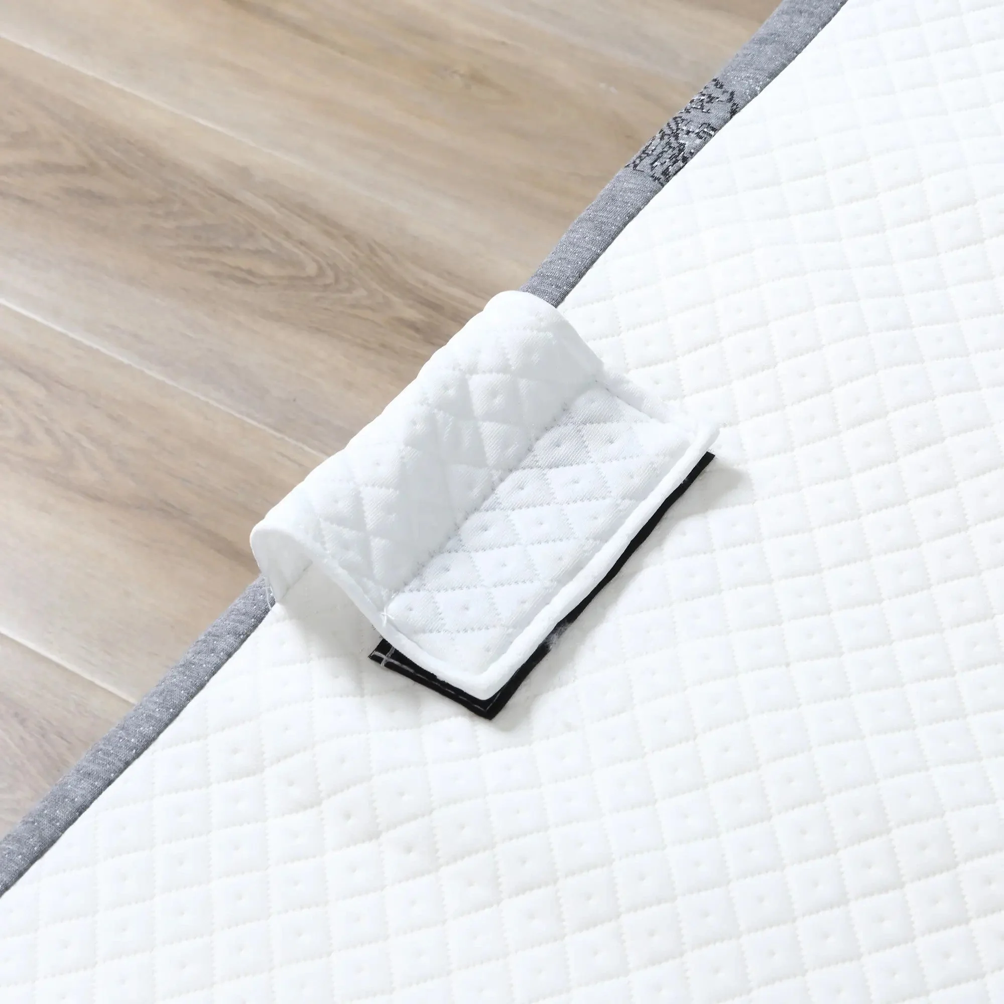 Guest Bed Folding Bed with Wheels, Steel and Foam, 200x75x42.5cm - White/Black - Image 7