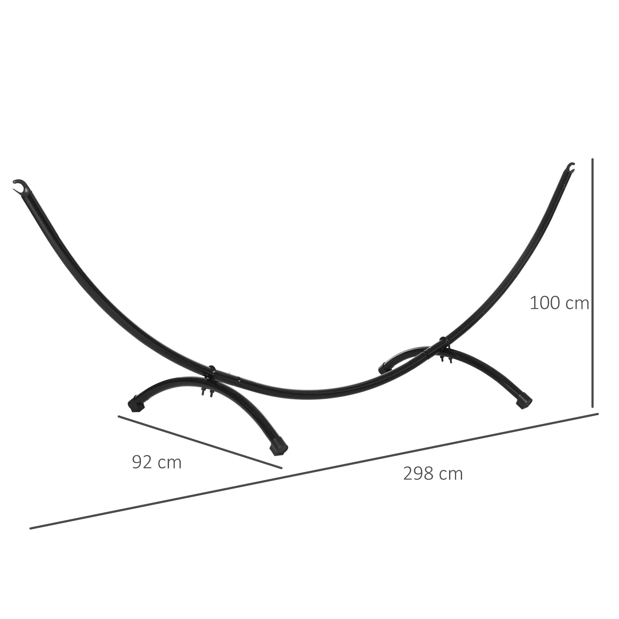 Hammock Stand | 3m Sturdy Steel Frame with Pull Rope 300x90x100cm for Garden & Beach | Black - Image 3