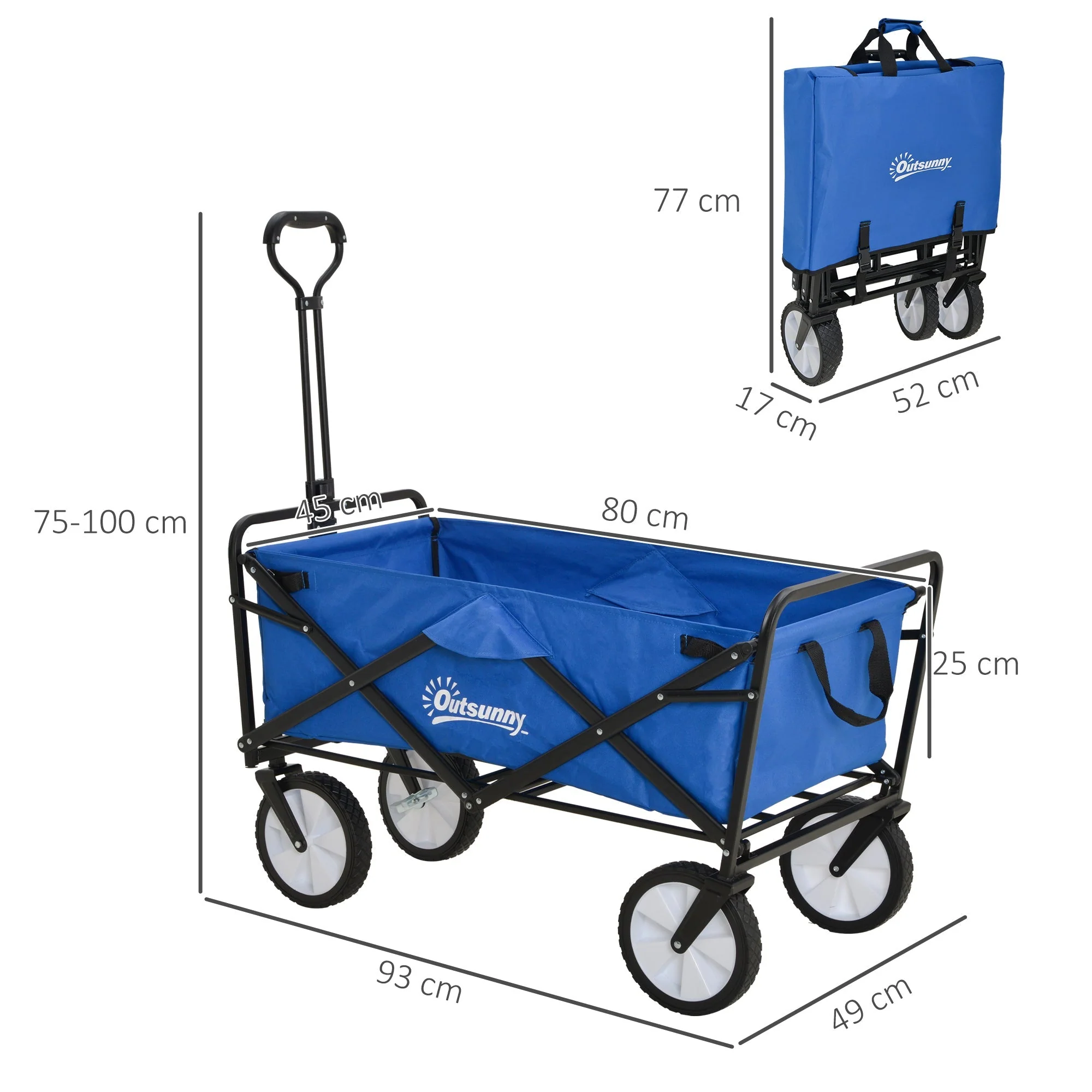Handcart, Foldable 360° Garden Beach Transport Cart, Steel Frame Oxford - Image 3