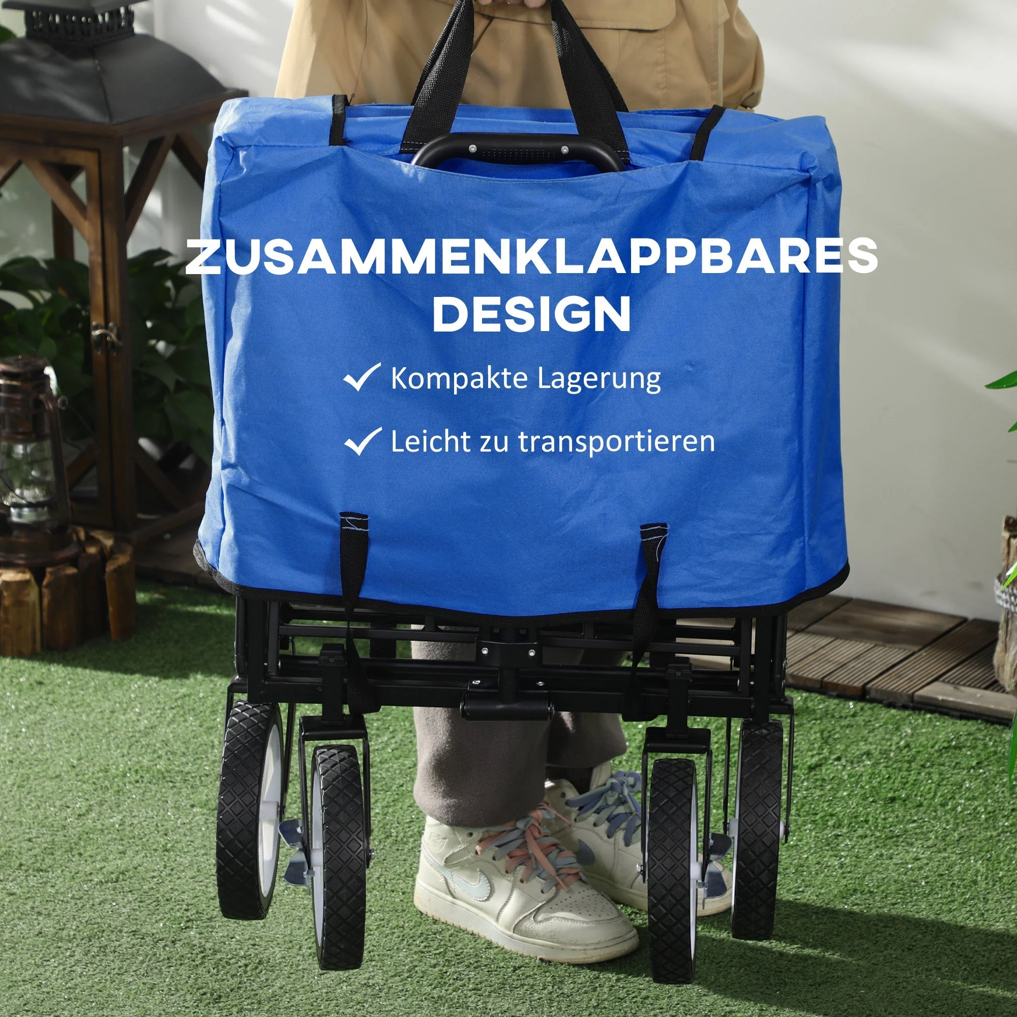 Handcart, Foldable 360° Garden Beach Transport Cart, Steel Frame Oxford - Image 4