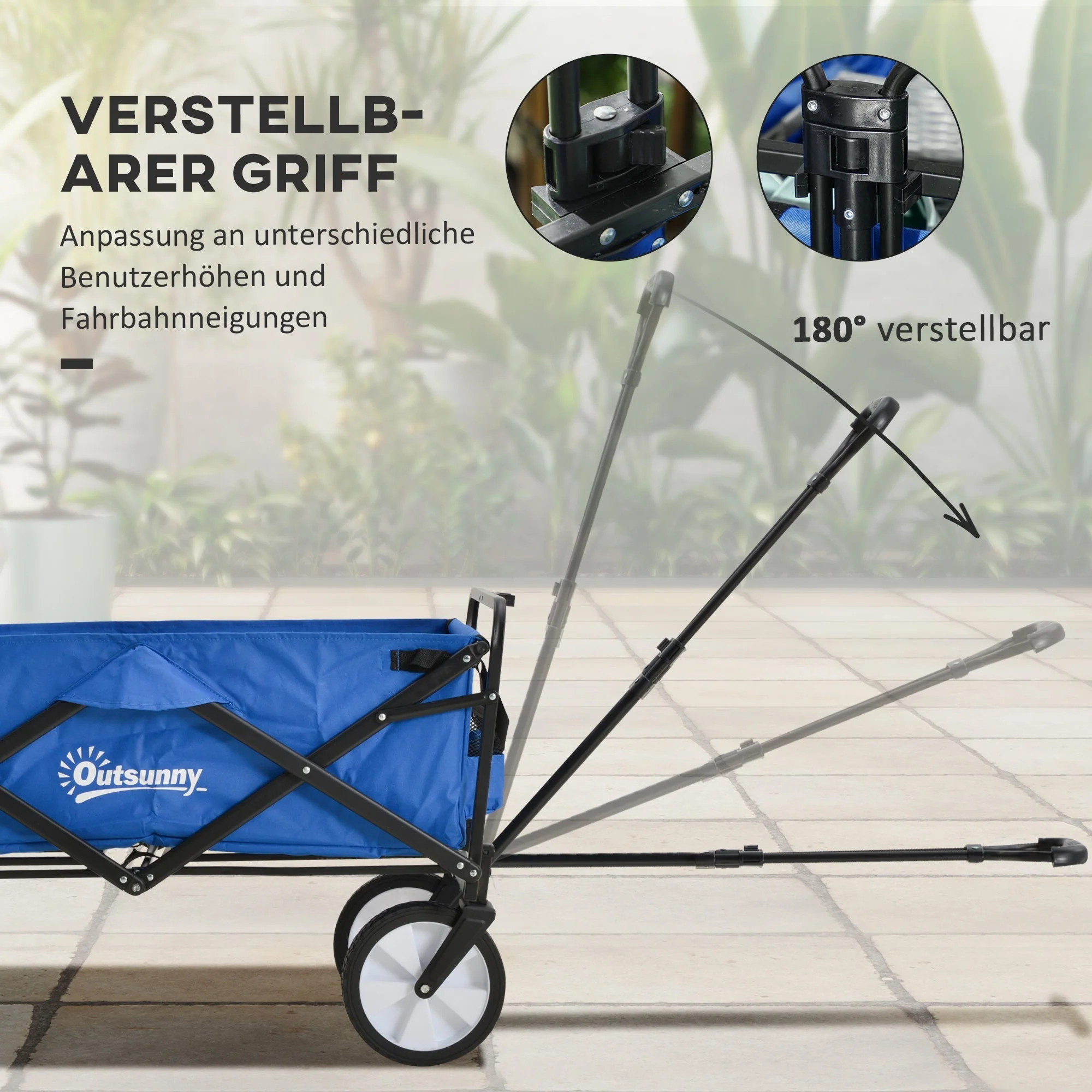 Handcart, Foldable 360° Garden Beach Transport Cart, Steel Frame Oxford - Image 5