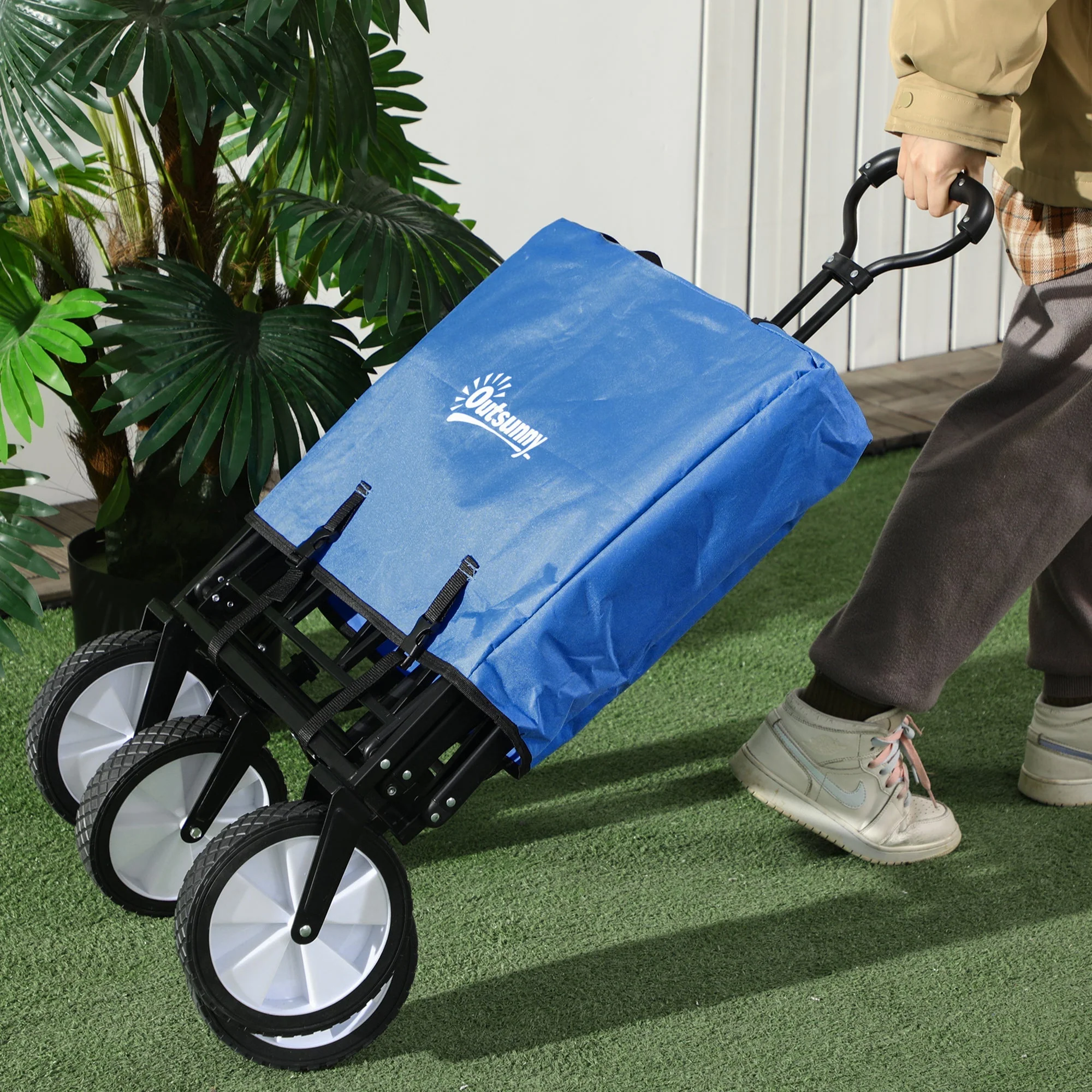 Handcart, Foldable 360° Garden Beach Transport Cart, Steel Frame Oxford - Image 7