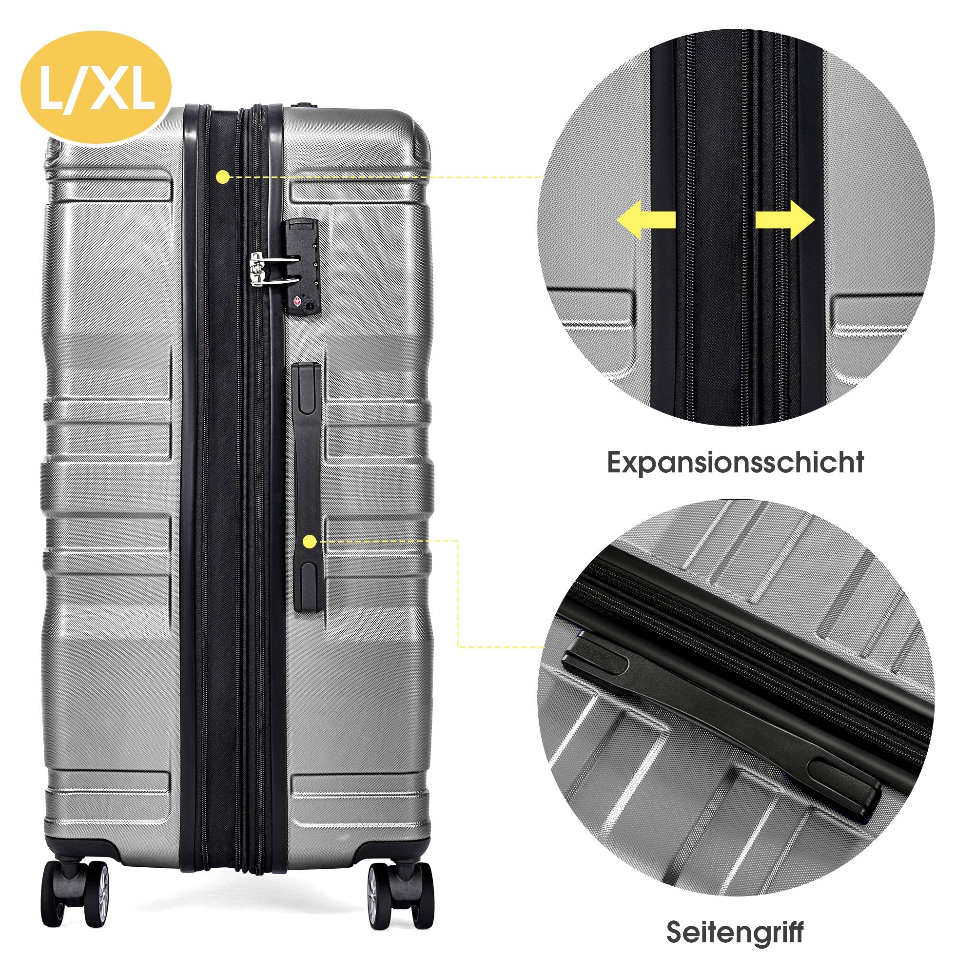 Hard-shell Carry-on Luggage 3-Piece Set, Expandable TSA Lock Universal Wheel - Image 5