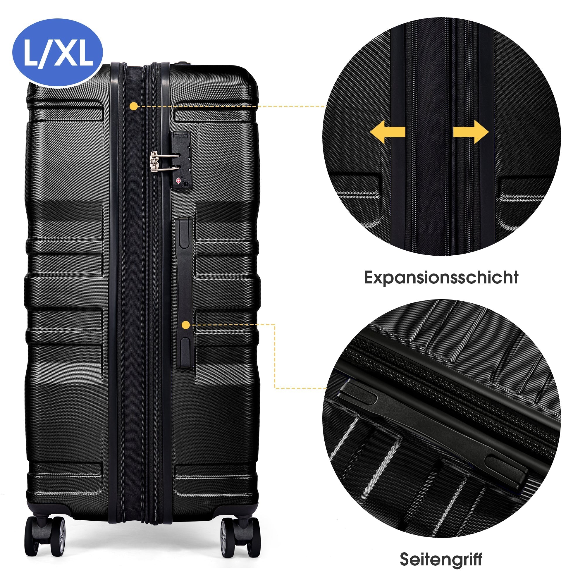 Hard-Shell Luggage 3-Piece Set TSA Lock Universal Wheel Expandable Carry-on - Image 8