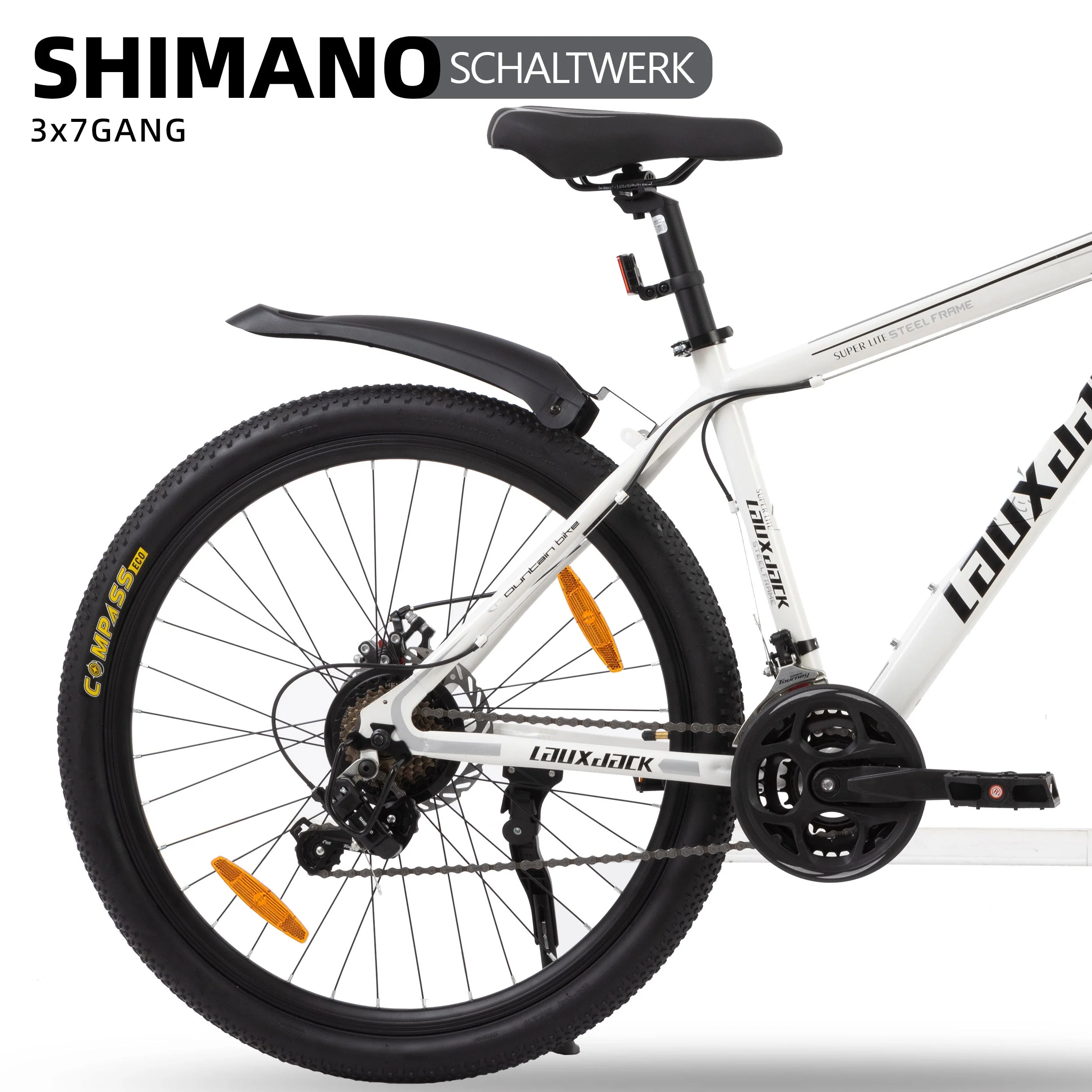 Hardtail Mountain Bike, 28-Inch 21-Speed Shimano Tourney with Disc Brakes, Black - Image 2