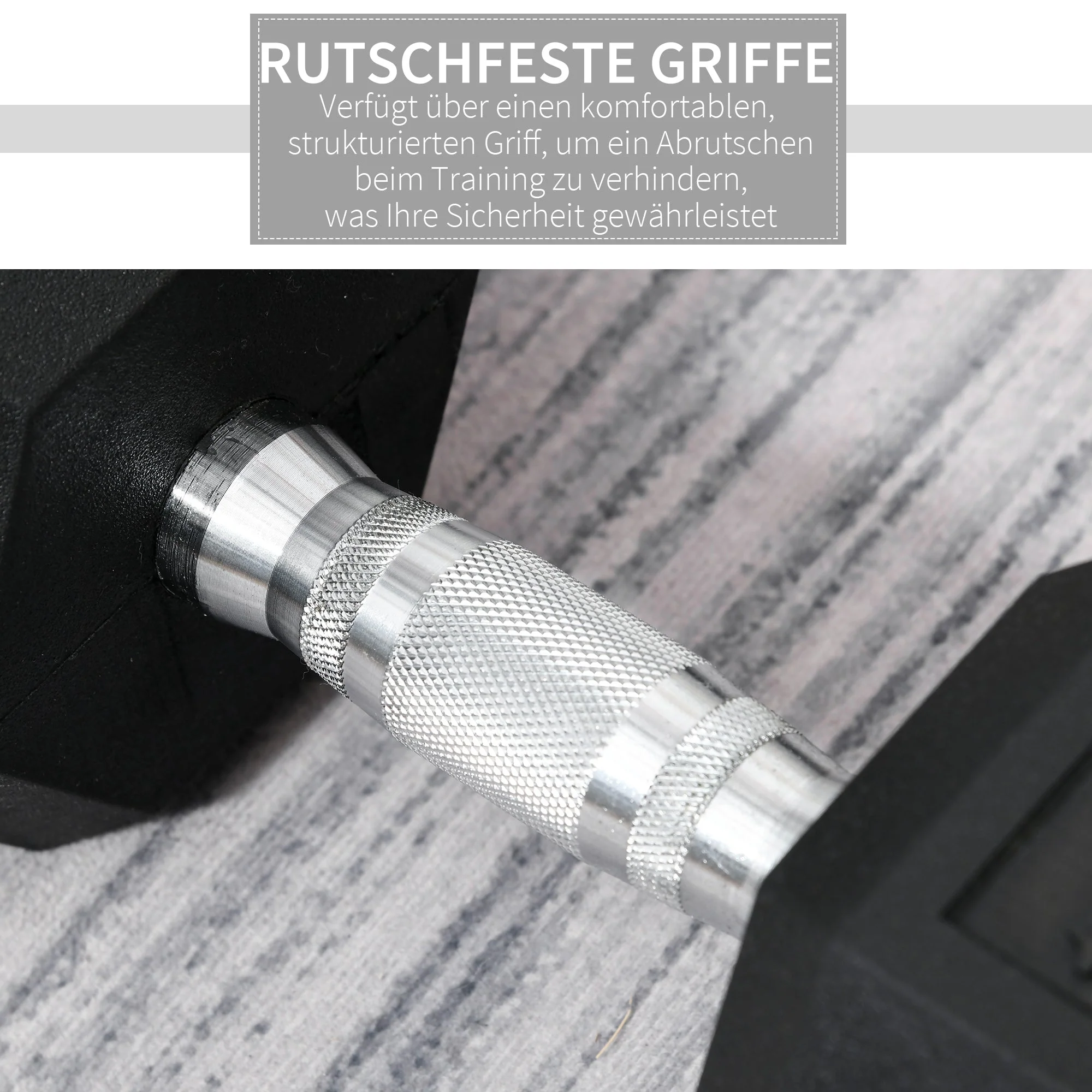 Hexagon Dumbbell, Knurled Handle, Rubber, Black - Image 5