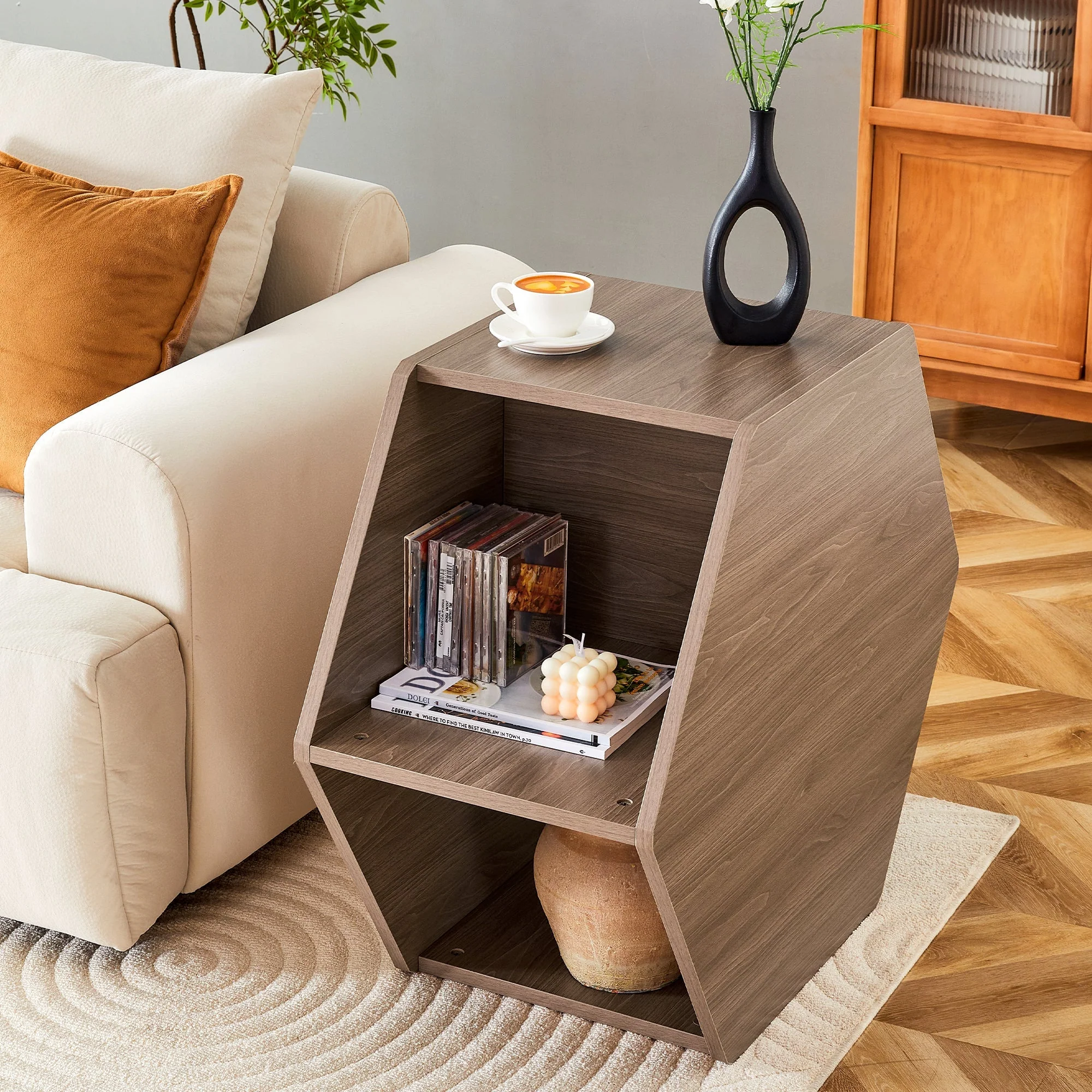Hexagonal Coffee Table Multifunctional Modern Design 79x69.4x40 cm - Image 6