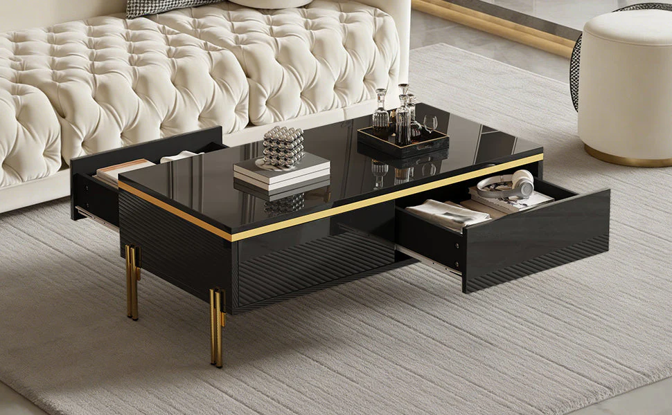 High-Gloss Coffee Table Multifunctional Side Table 100x50x36cm - Image 7