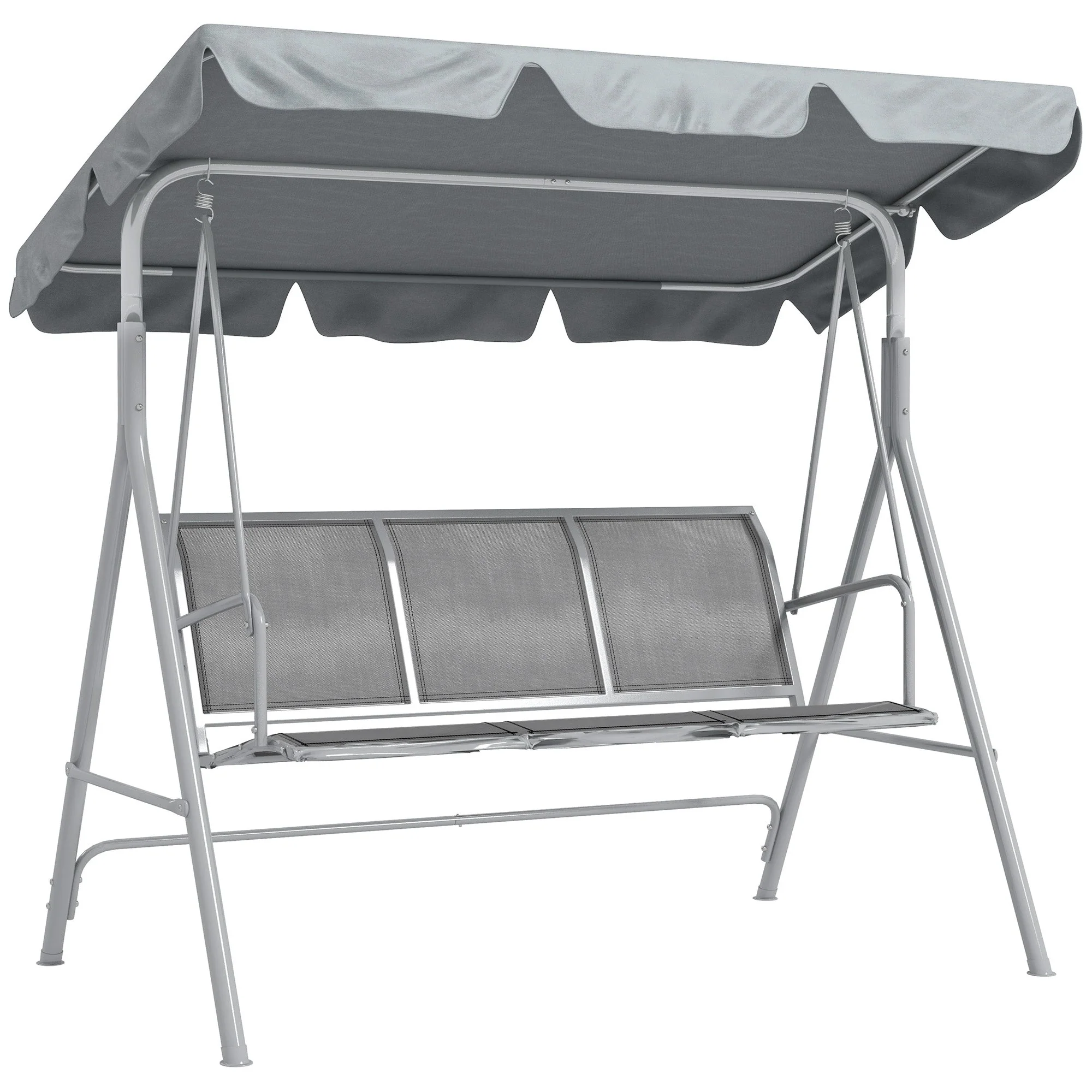 Hollywood Swing 3-Seater Garden Canopy 170x110x153cm, Metal Grey Silver - Image 2