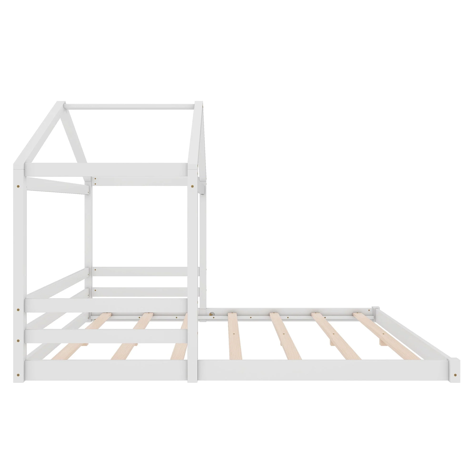 House Bed 140x200cm House Shape Slatted Base - White Pine - Image 9