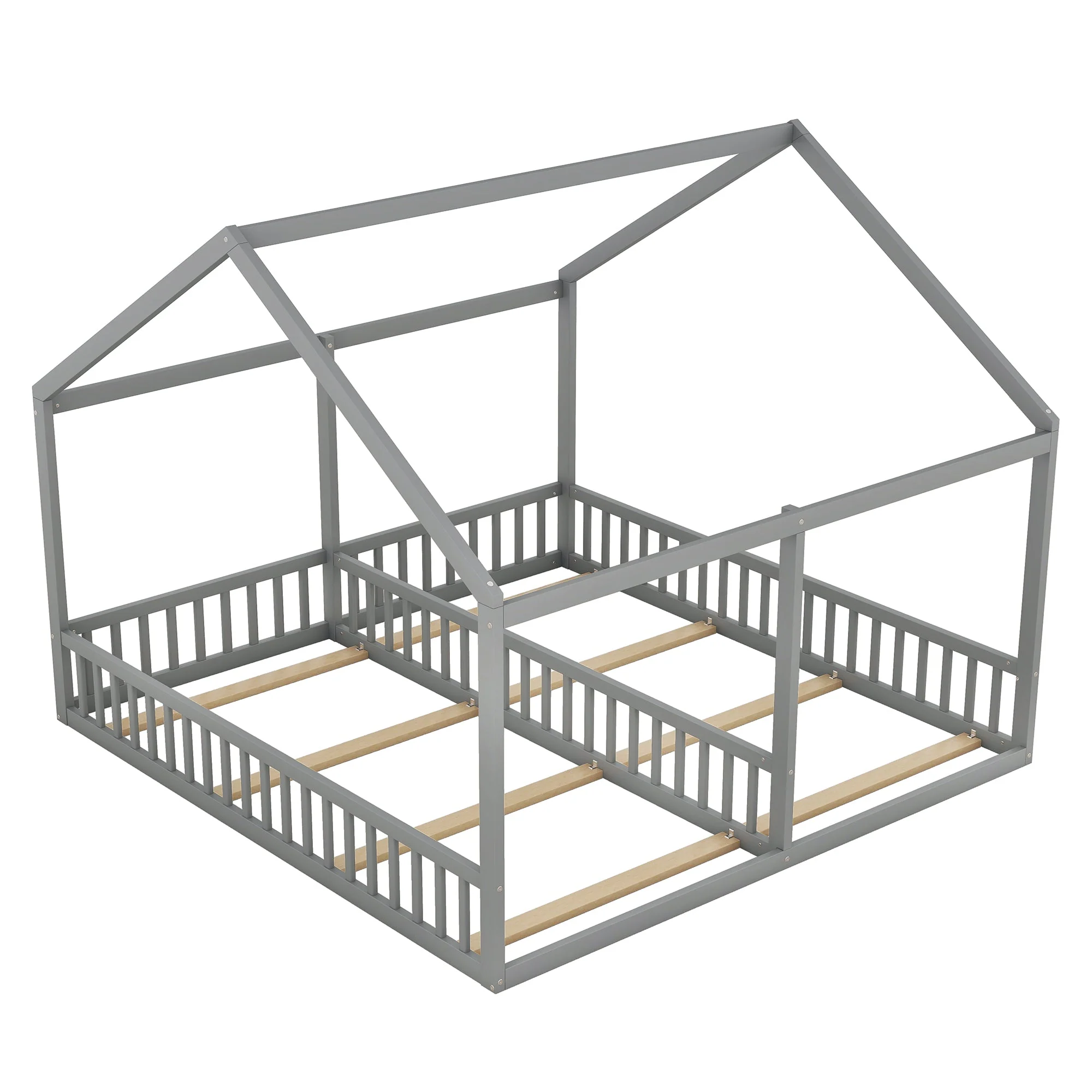 House Bed 90x200cm 2-in-1 Single Bed Grey - Image 7