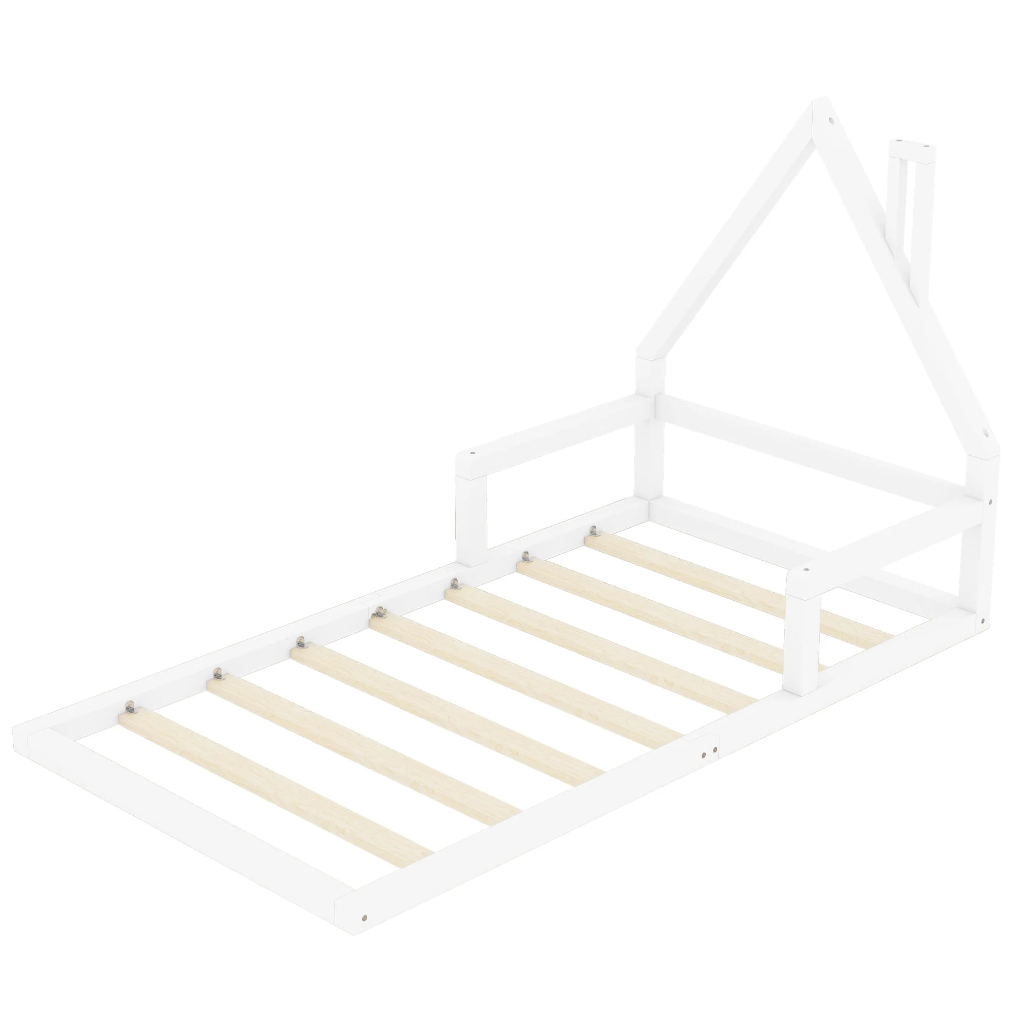 House Bed 90x200cm Solid Pine Simple Design - White - Image 7