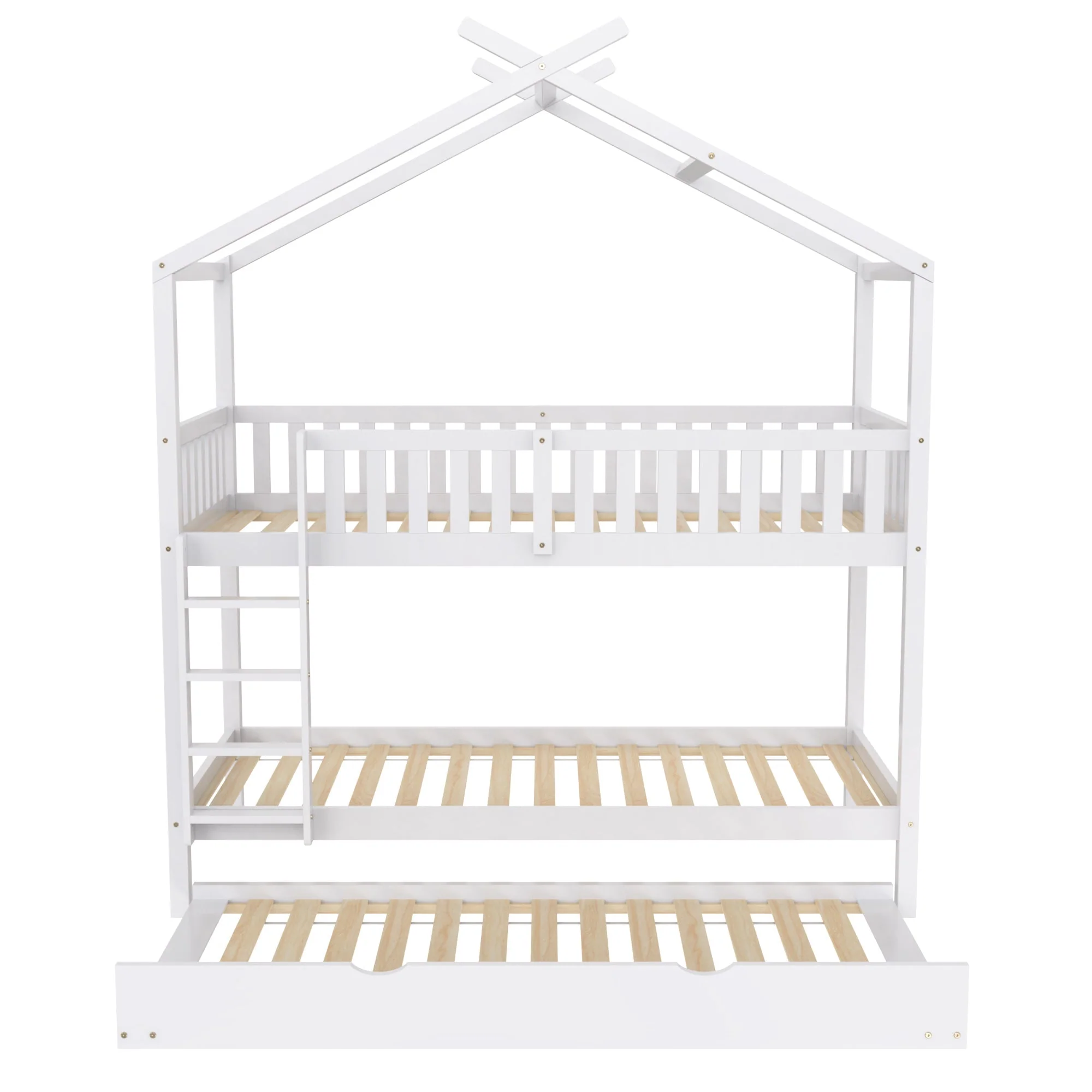 House Bed 90x200cm Triple Extendable Space-Saving - White - Image 10