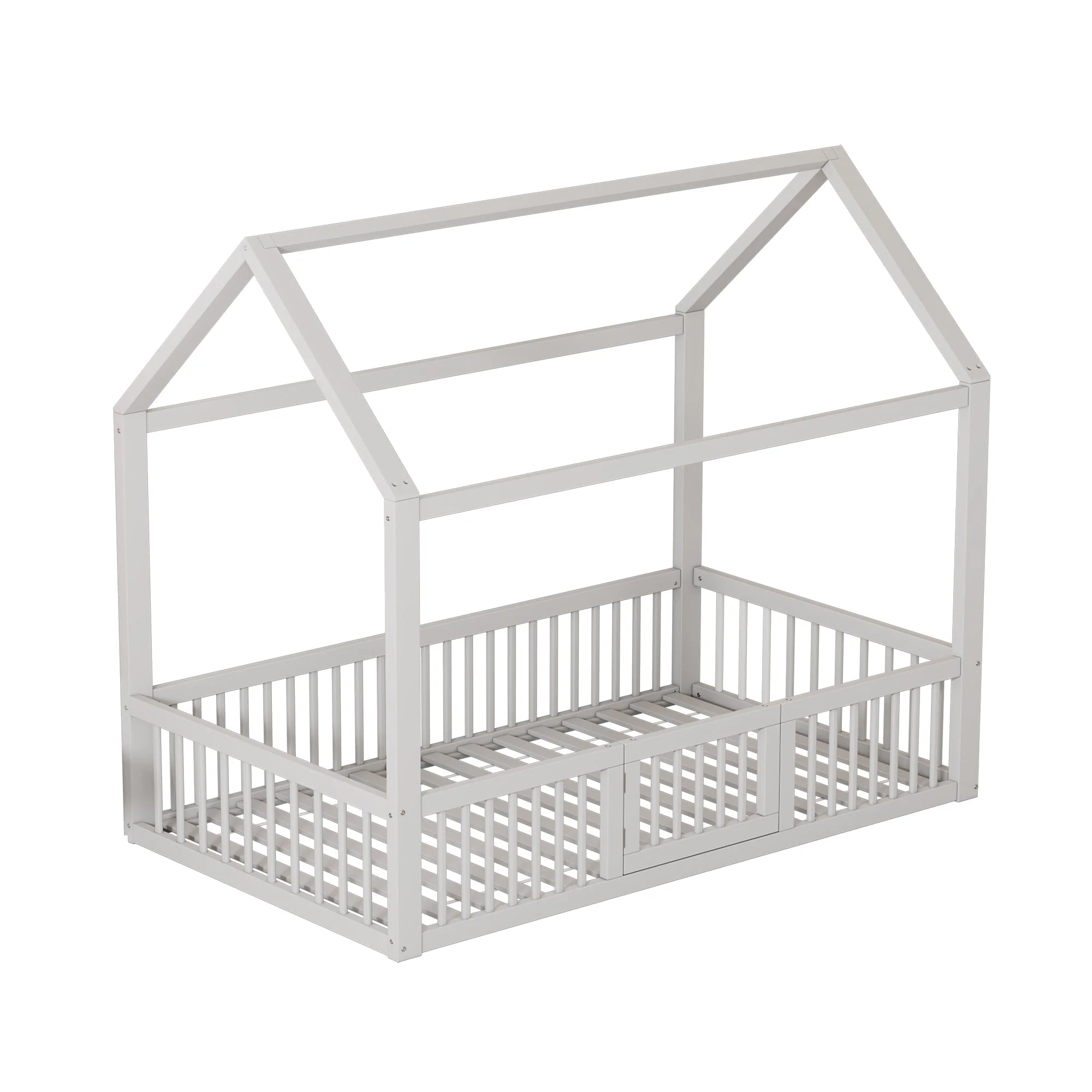 House Bed 90x200cm with Door Solid Wood - White - Image 7