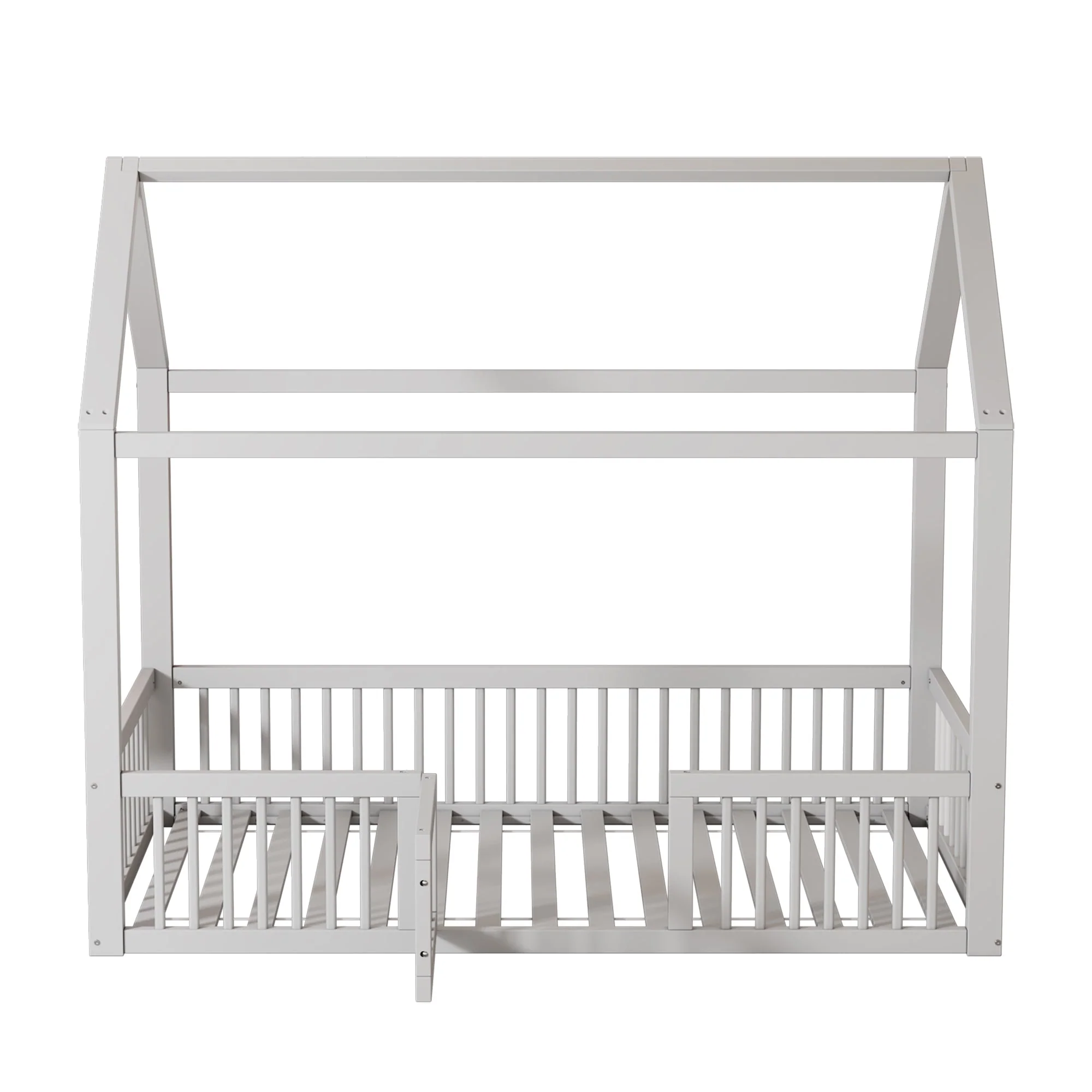 House Bed 90x200cm with Door Solid Wood - White - Image 8