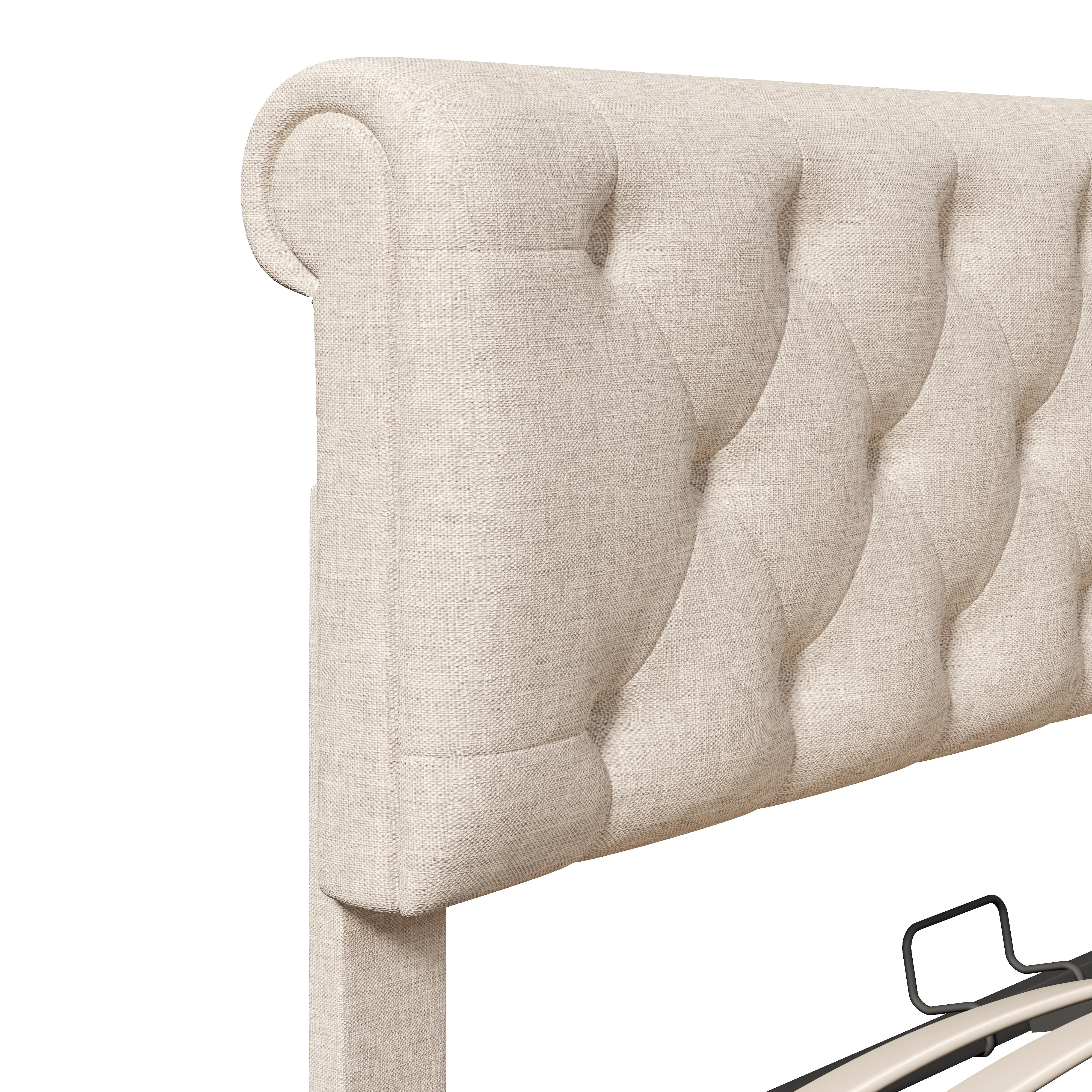 Hydraulic Double Bed, 160x200cm Upholstered with Storage, Natural - Image 10