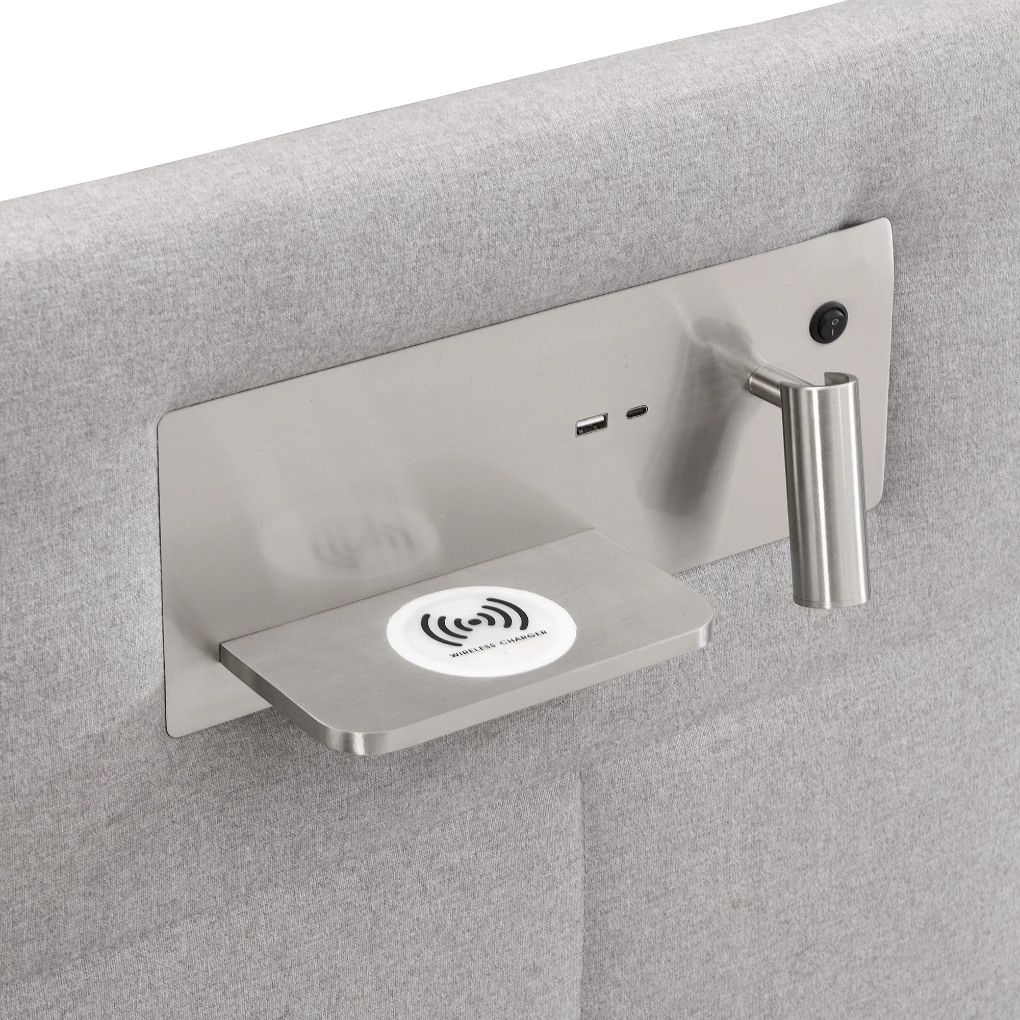 Upholstered Bed with Hydraulic Storage, USB Charging & LED Headboard, Grey - Image 4