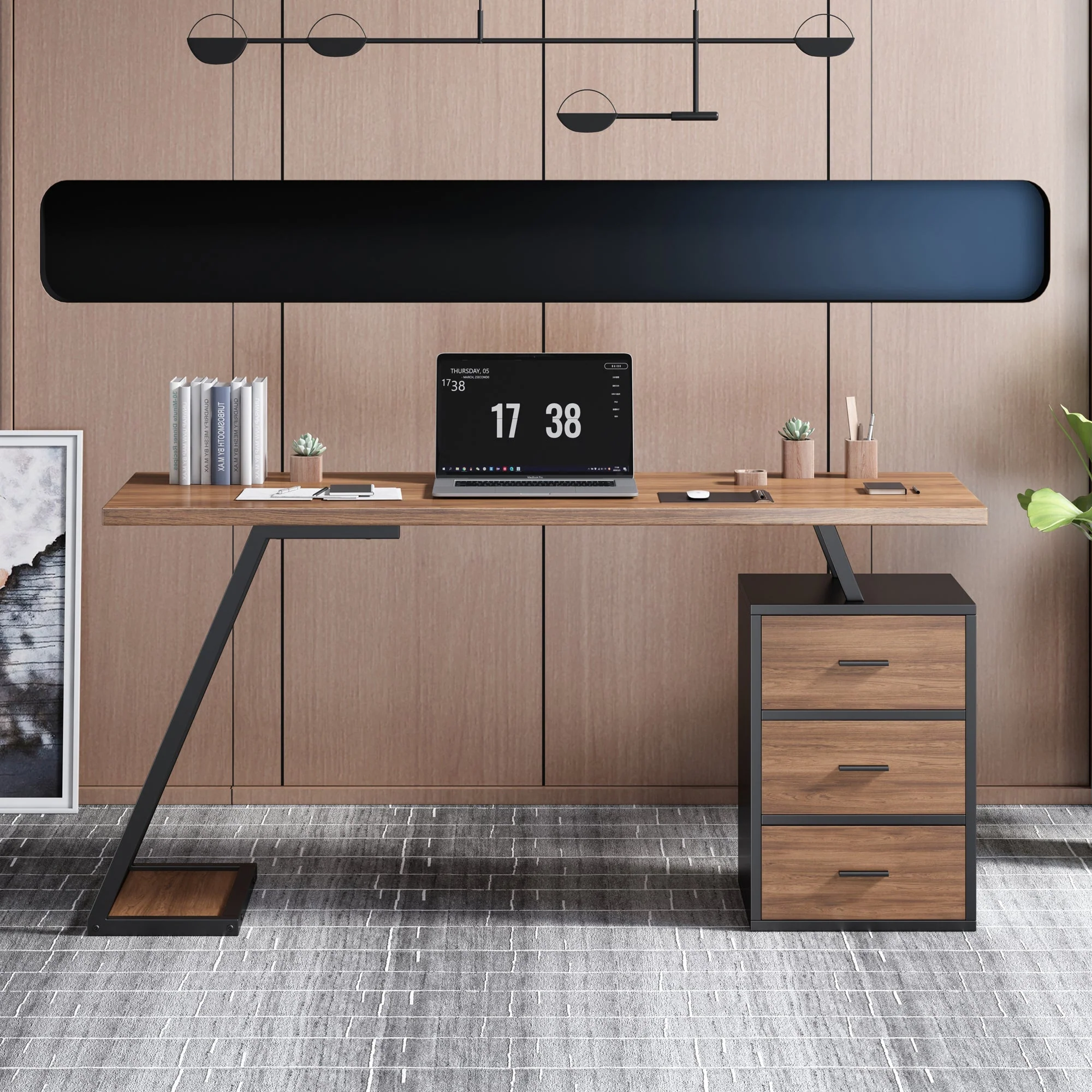 Industrial Desk 138.5cm 3 Drawers - Image 5