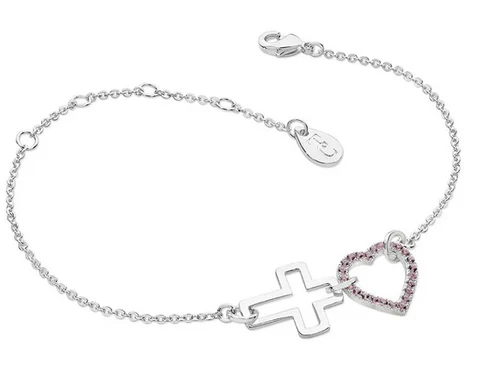 Interlocking Heart & Cross Bracelet