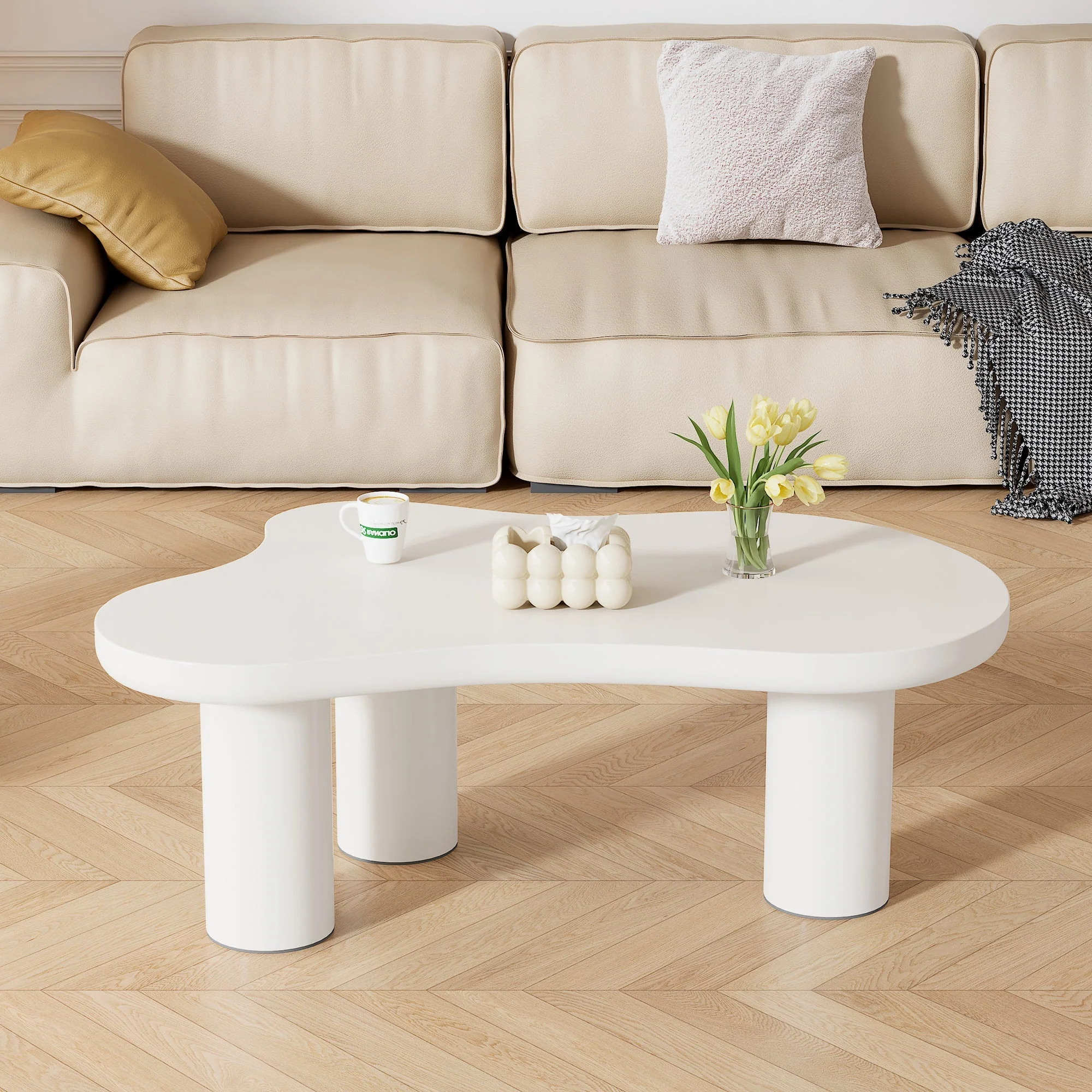 Irregular Cloud Coffee Table MDF Tabletop PVC Legs - Image 2